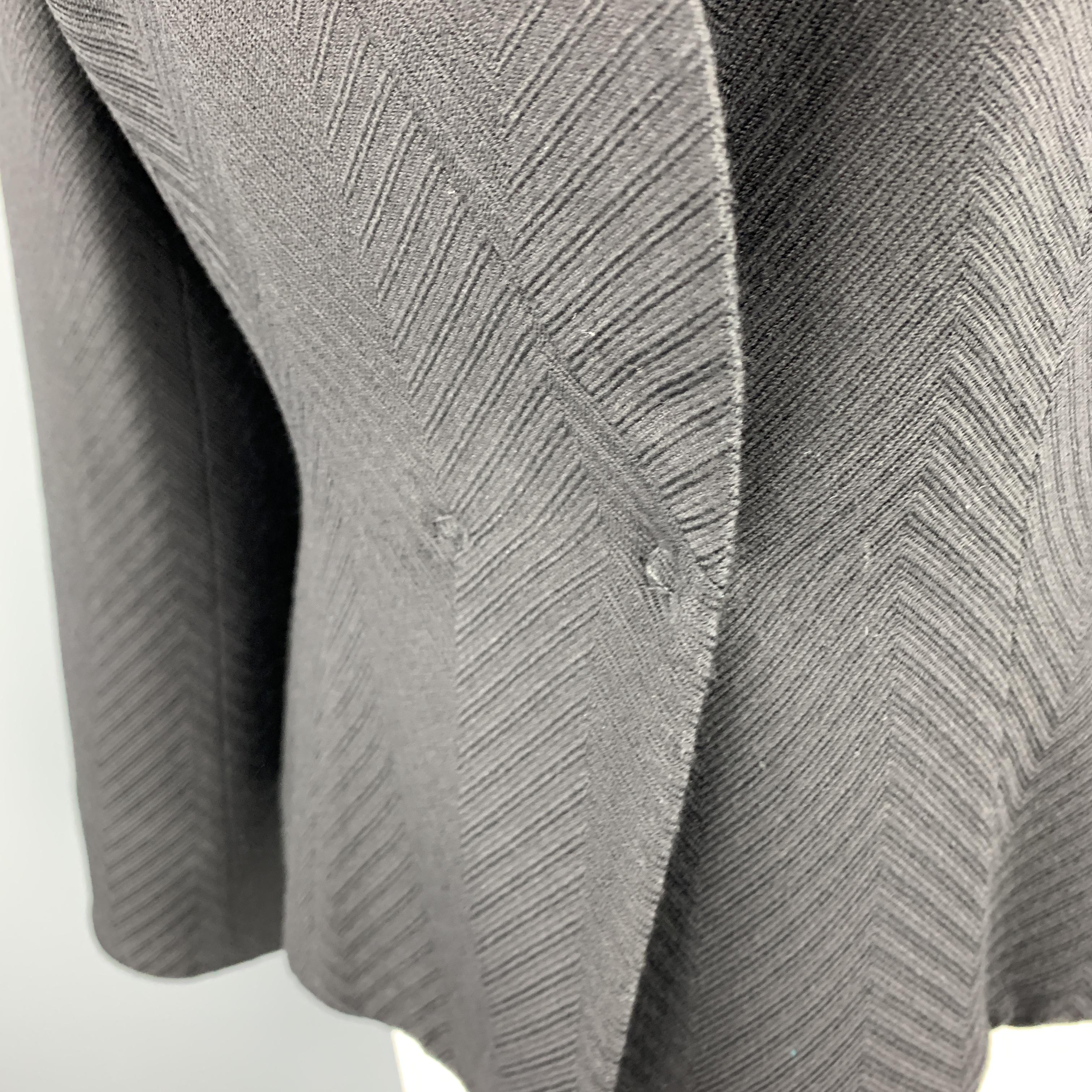 GIORGIO ARMANI Size 4 Black Chevron Textured Wool Shawl Collar Jacket In Excellent Condition In San Francisco, CA