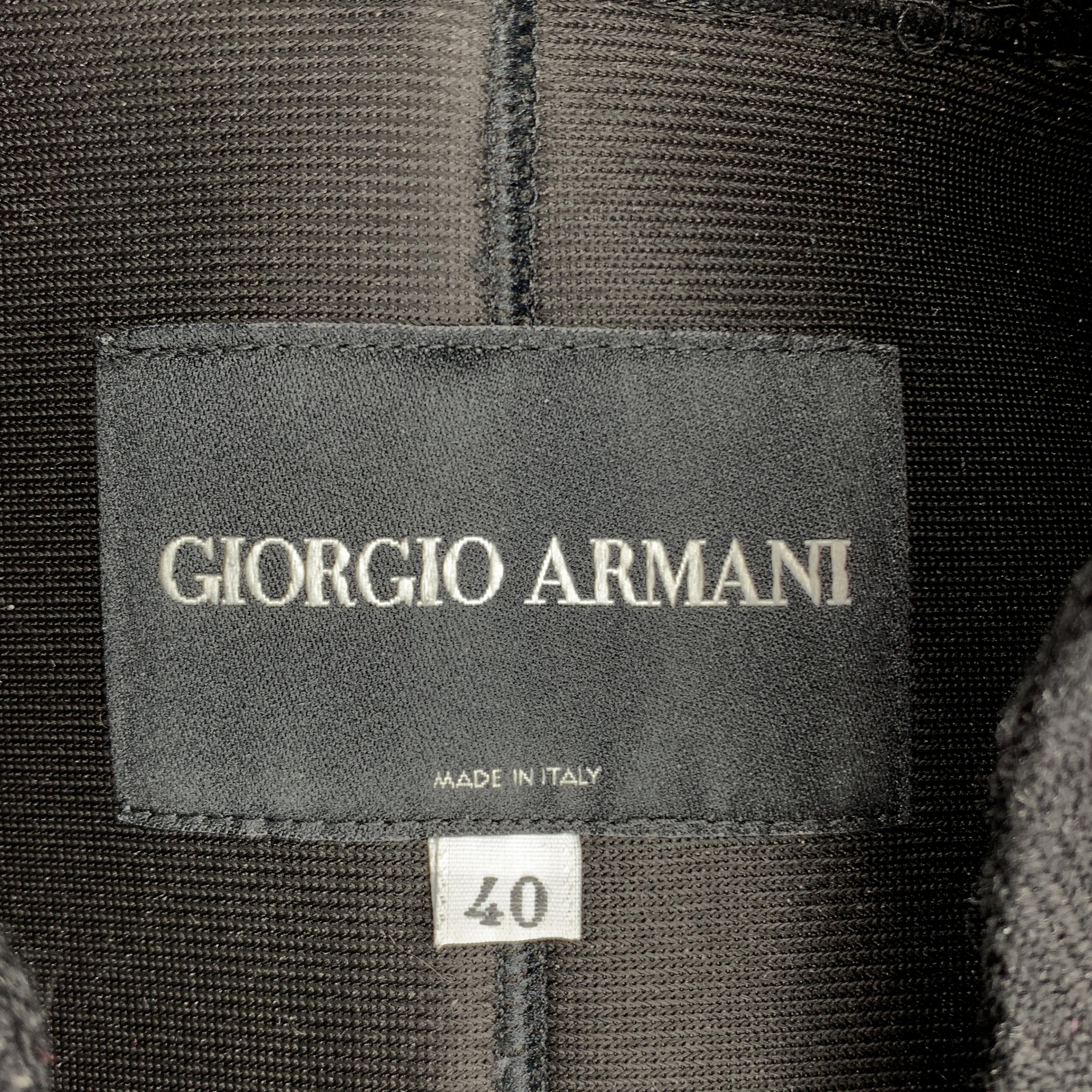 GIORGIO ARMANI Size 4 Black Chevron Textured Wool Shawl Collar Jacket 2