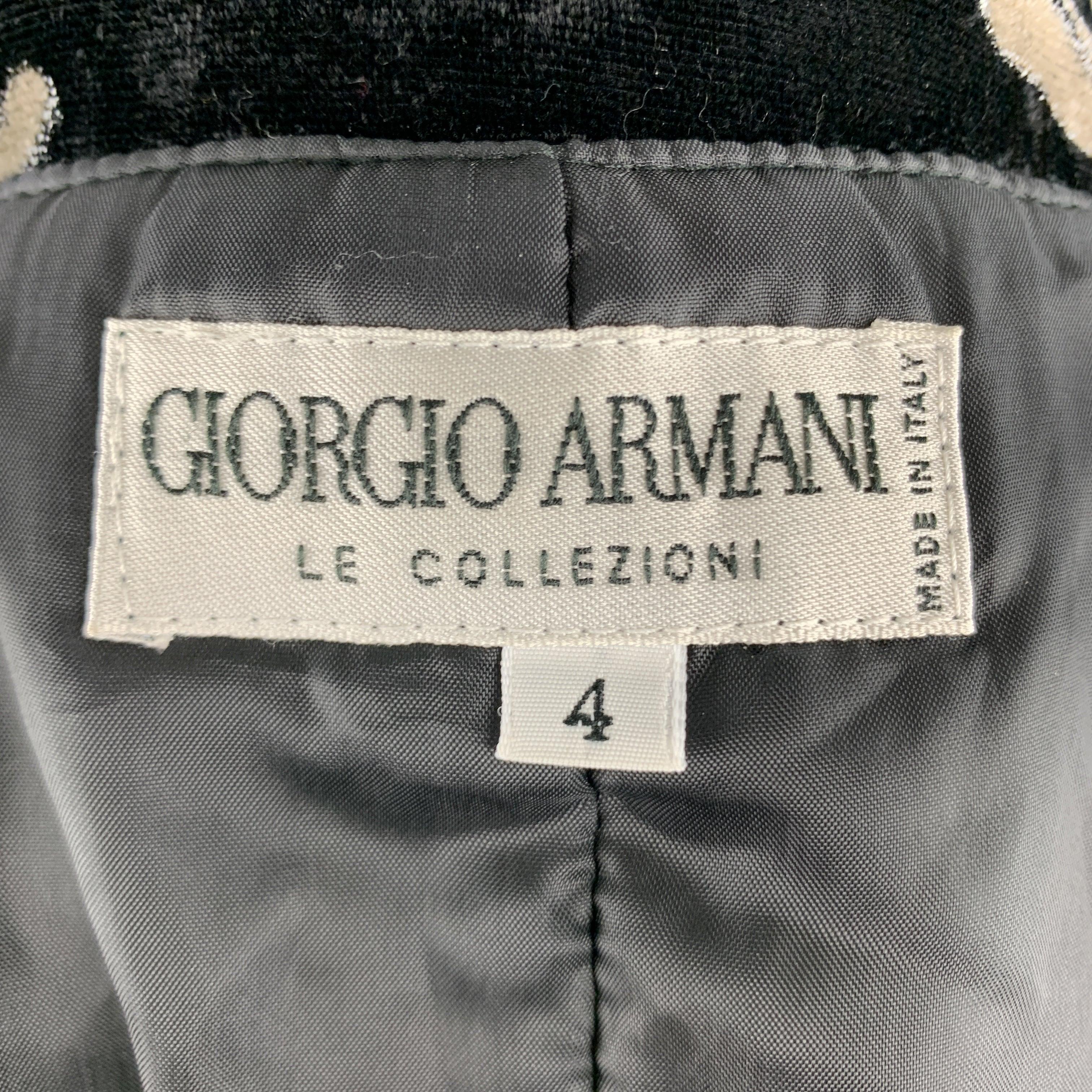 GIORGIO ARMANI Size 4 Black & Grey Floral Velvet Blazer 3