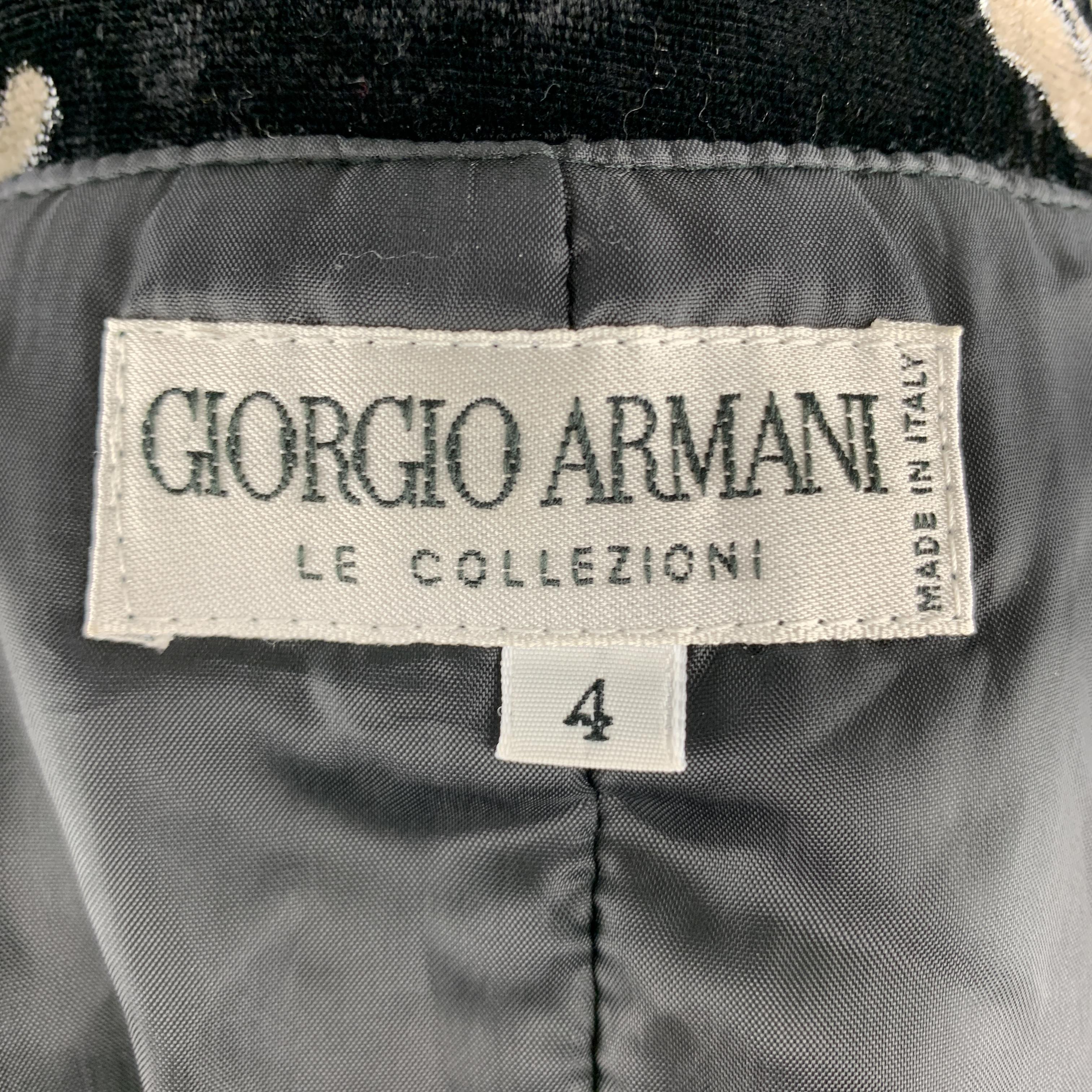 Men's GIORGIO ARMANI Size 4 Black & Grey Floral Velvet Blazer