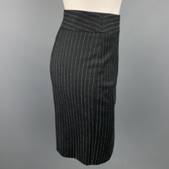 GIORGIO ARMANI Jupe fourreau à rayures noire et grise, Taille 4