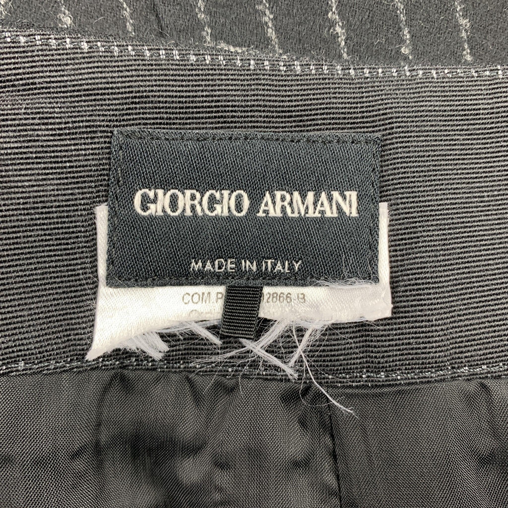 Women's GIORGIO ARMANI Size 4 Black & Grey Pinstripe Pencil Skirt For Sale