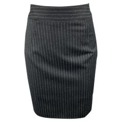 GIORGIO ARMANI Falda lápiz a rayas negra y gris talla 4