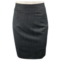 GIORGIO ARMANI Size 4 Black & Grey Pinstripe Pencil Skirt