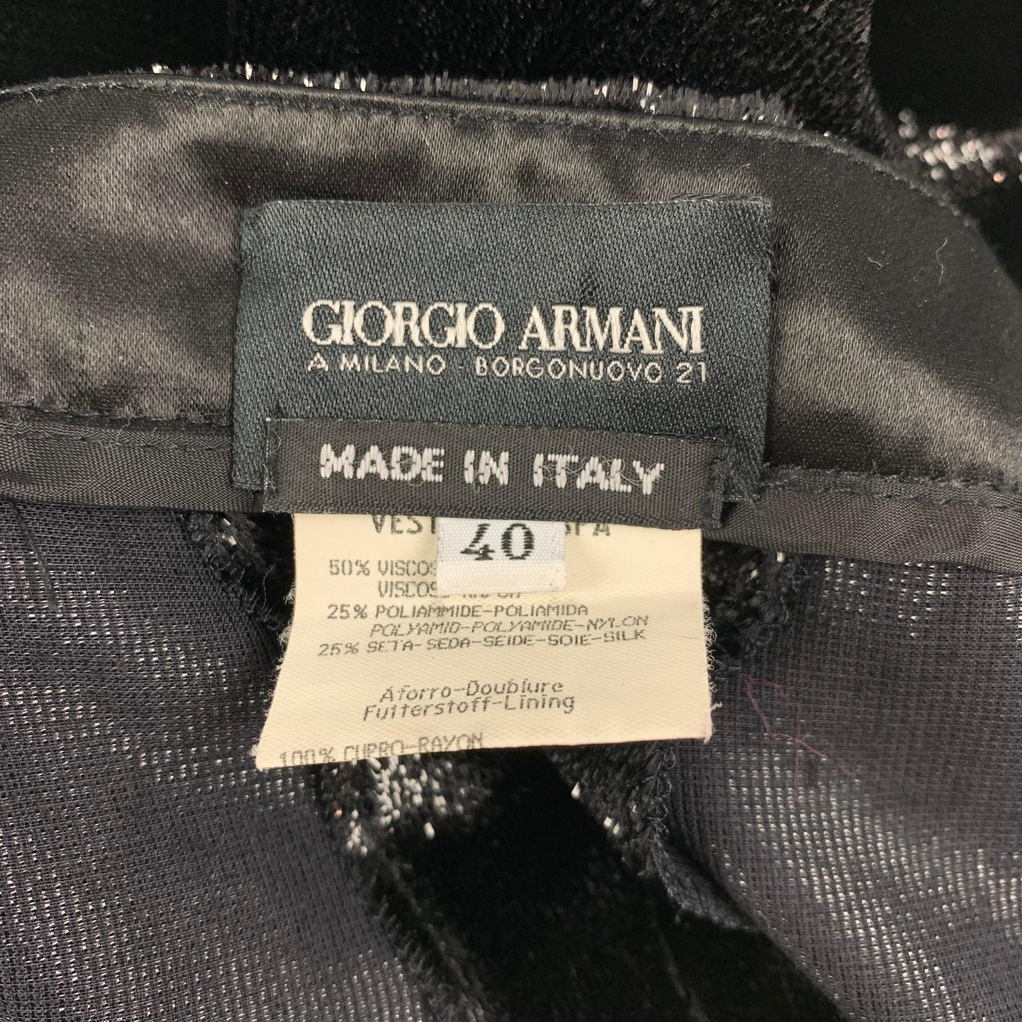 GIORGIO ARMANI Size 4 Black Viscose Blend Sparkly Wide Leg Dress Pants In Good Condition In San Francisco, CA