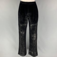 GIORGIO ARMANI - Pantalon à jambes larges scintillant en viscose noire, taille 4