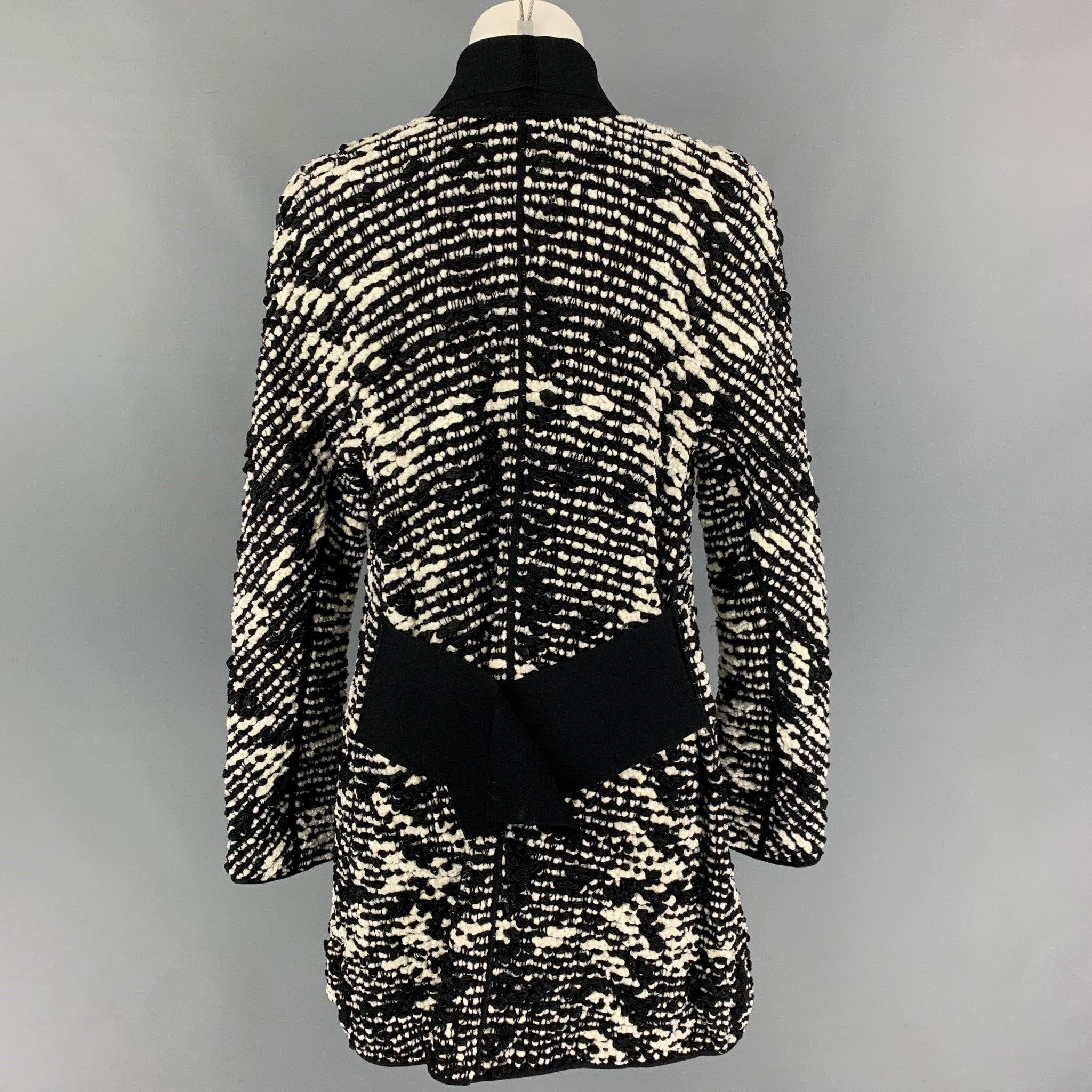 Nero GIORGIO ARMANI Cappotto con bottoni in misto viscosa bianco e nero taglia 4 in vendita