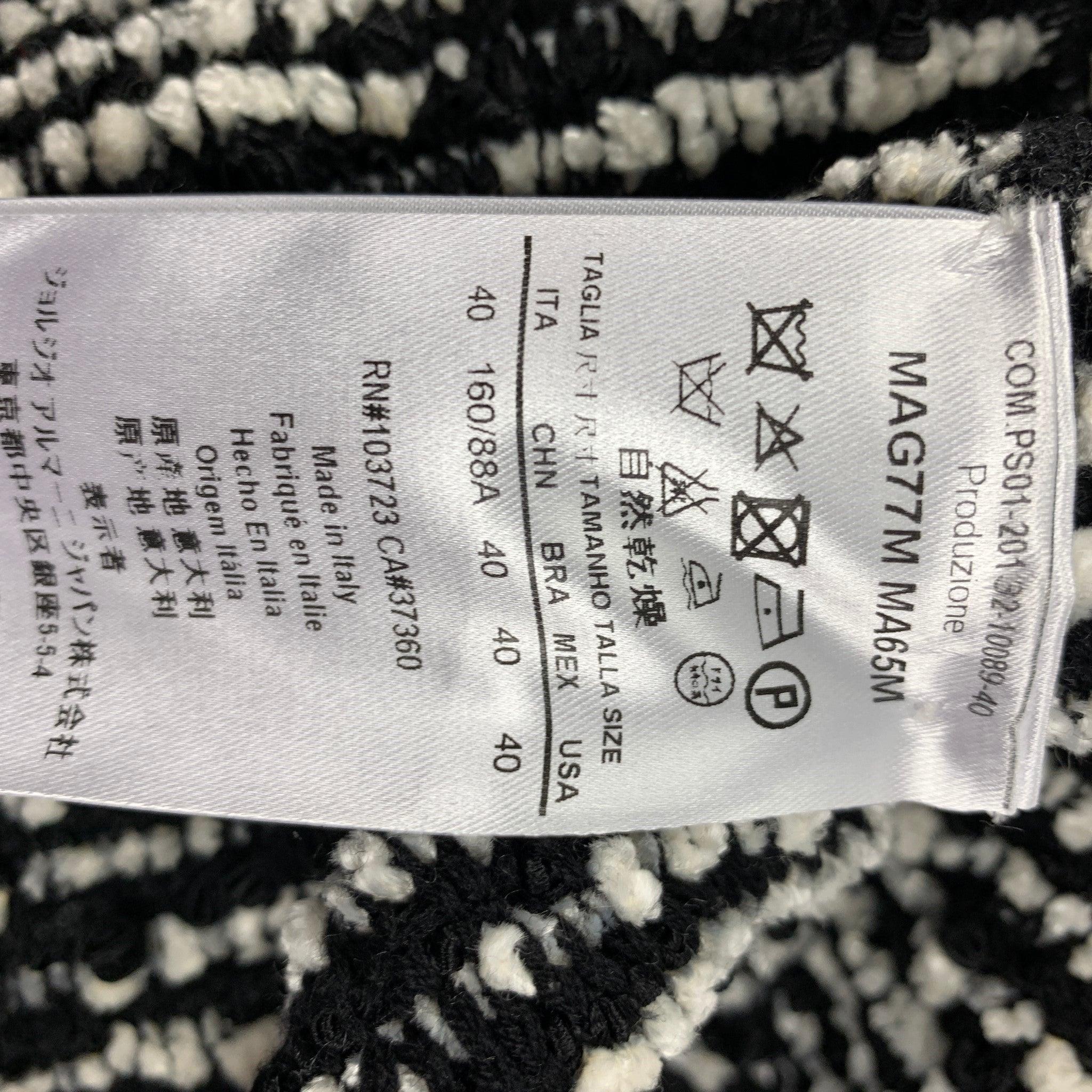 GIORGIO ARMANI Size 4 Black White Viscose Blend Woven Buttoned Coat For Sale 2