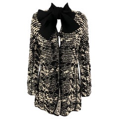GIORGIO ARMANI Talla 4 Negro Blanco Mezcla de Viscosa Tejido Abrigo Abotonado