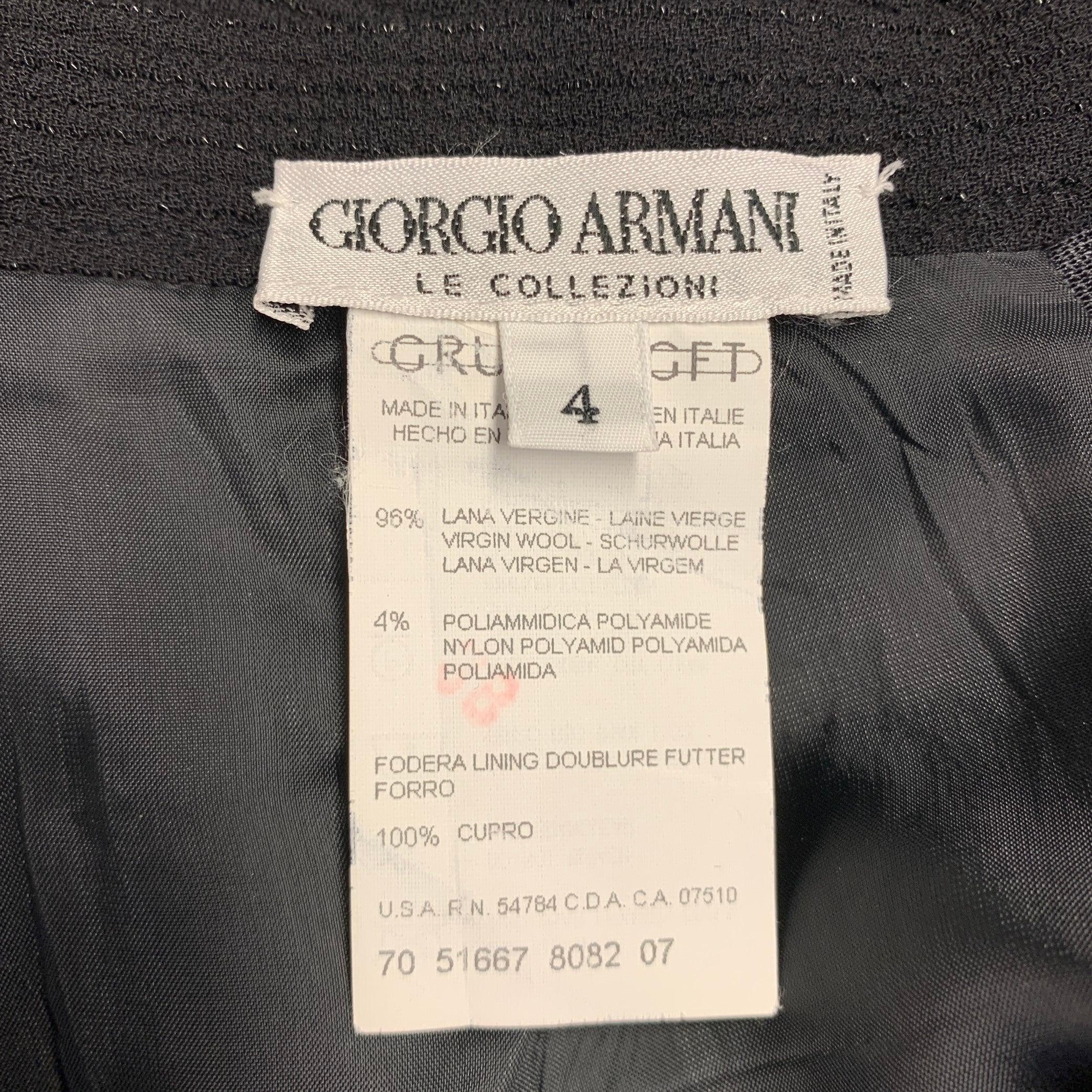 GIORGIO ARMANI Größe 4 Schwarz Wolle Polyamid Glänzend Bleistiftrock Damen im Angebot