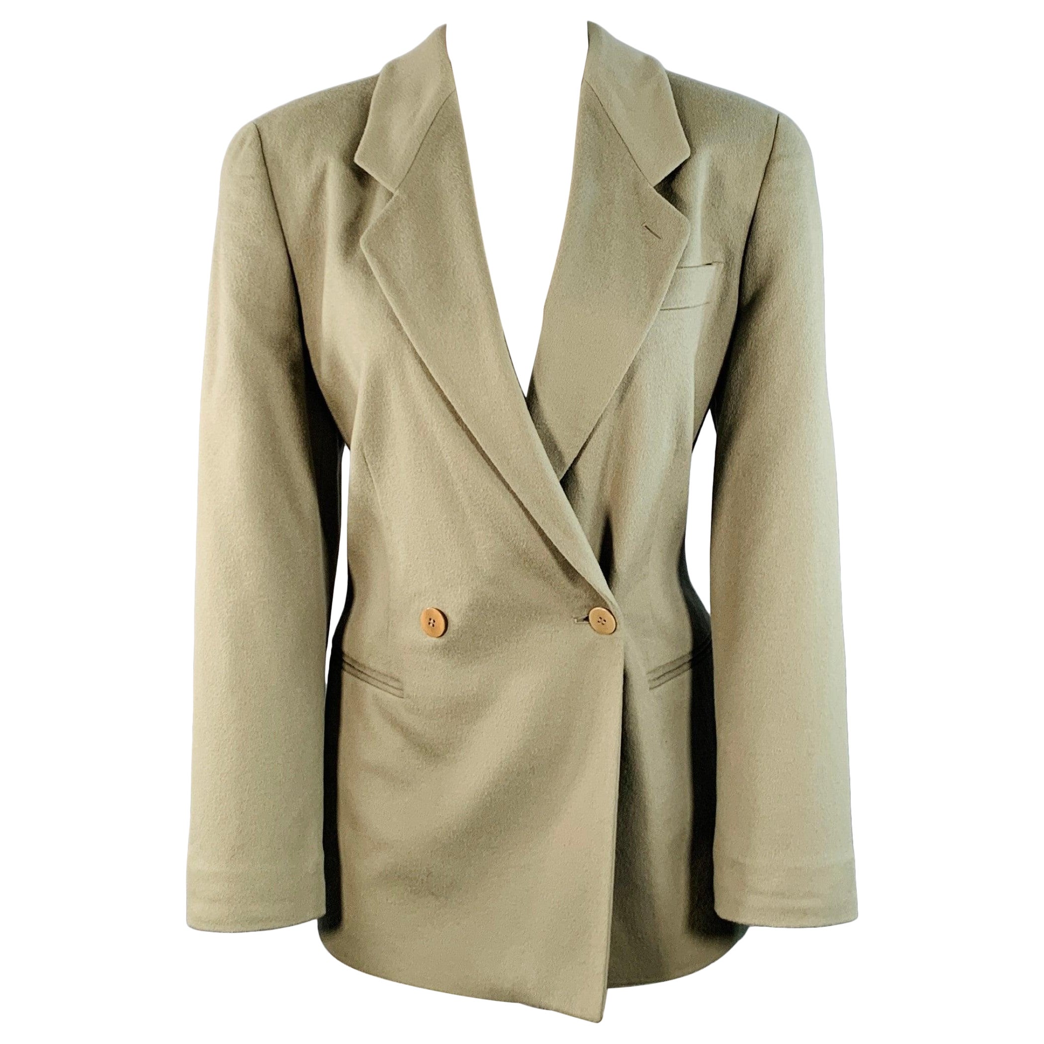 GIORGIO ARMANI Size 4 Green Sage Cashmere Double Breasted Jacket Blazer en venta
