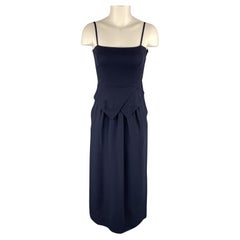 GIORGIO ARMANI Size 4 Navy Viscose Spaghetti Strap Buster Dress