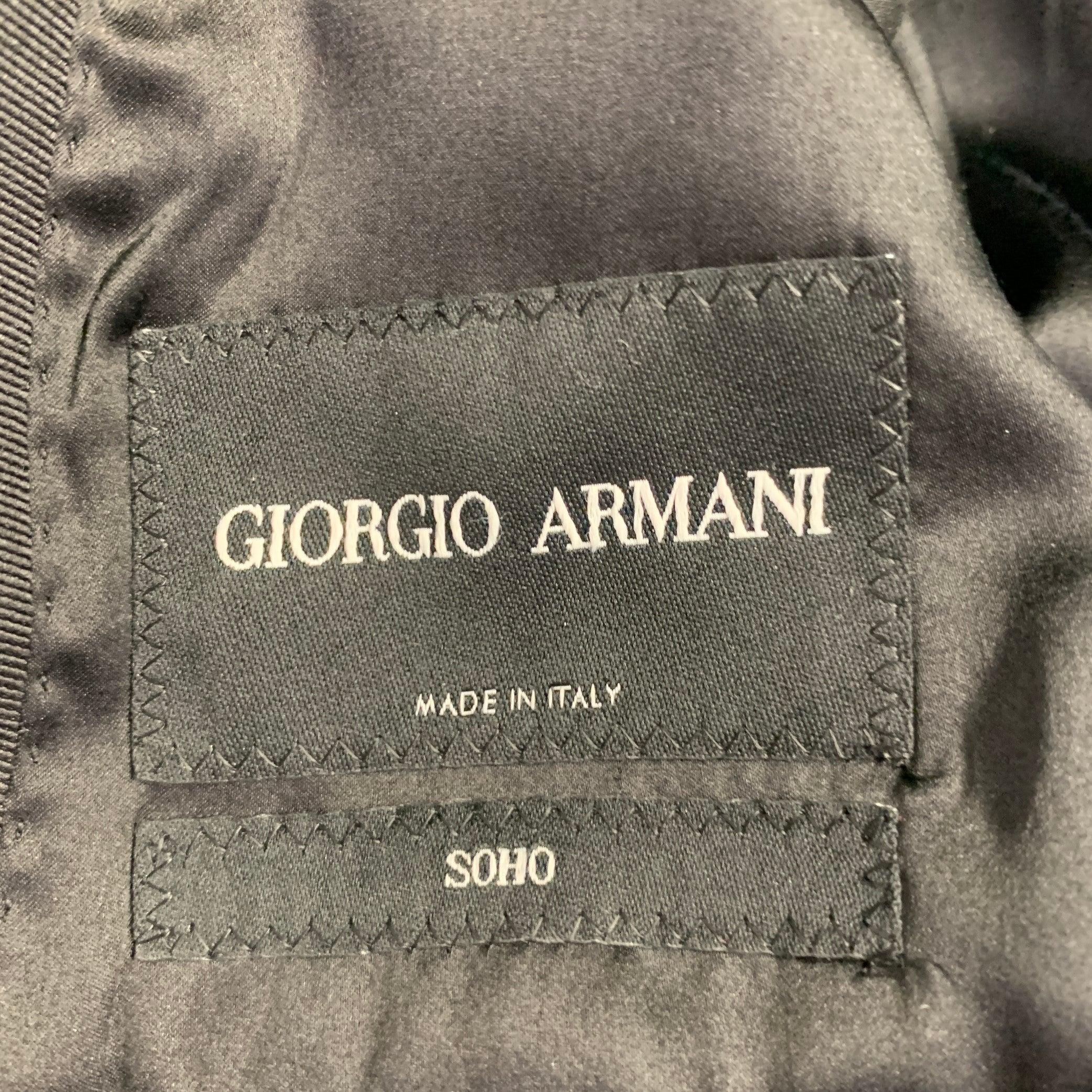 GIORGIO ARMANI Size 40 Black Jacquard Wool Blend Sport Coat For Sale 3