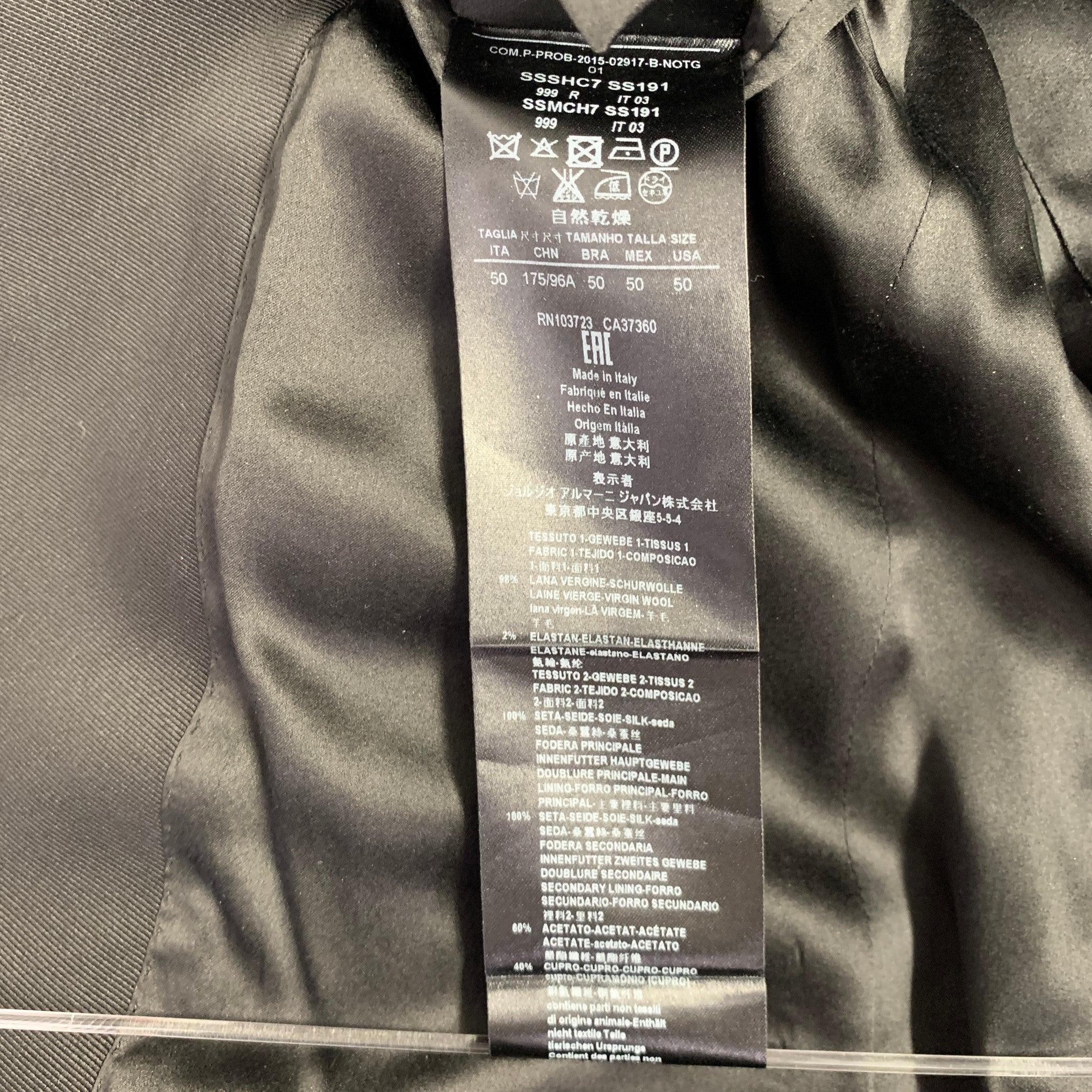GIORGIO ARMANI Size 40 Black Jacquard Wool Blend Sport Coat For Sale 4