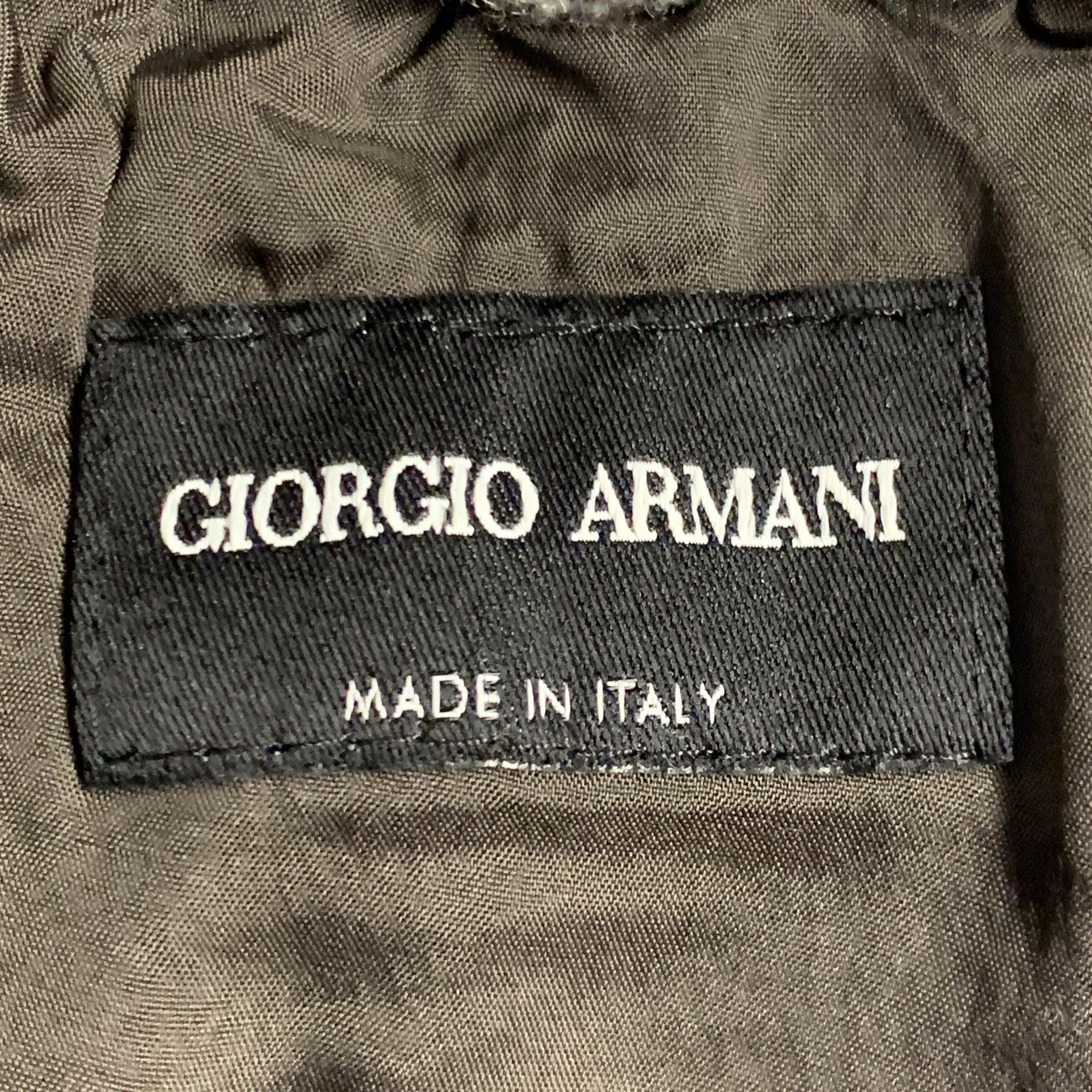 GIORGIO ARMANI Size 40 Grey Black Grid Virgin Wool Blend Pleated Drawstring Casual Pants (Pantalon décontracté à cordon de serrage plissé en laine vierge) Excellent état - En vente à San Francisco, CA