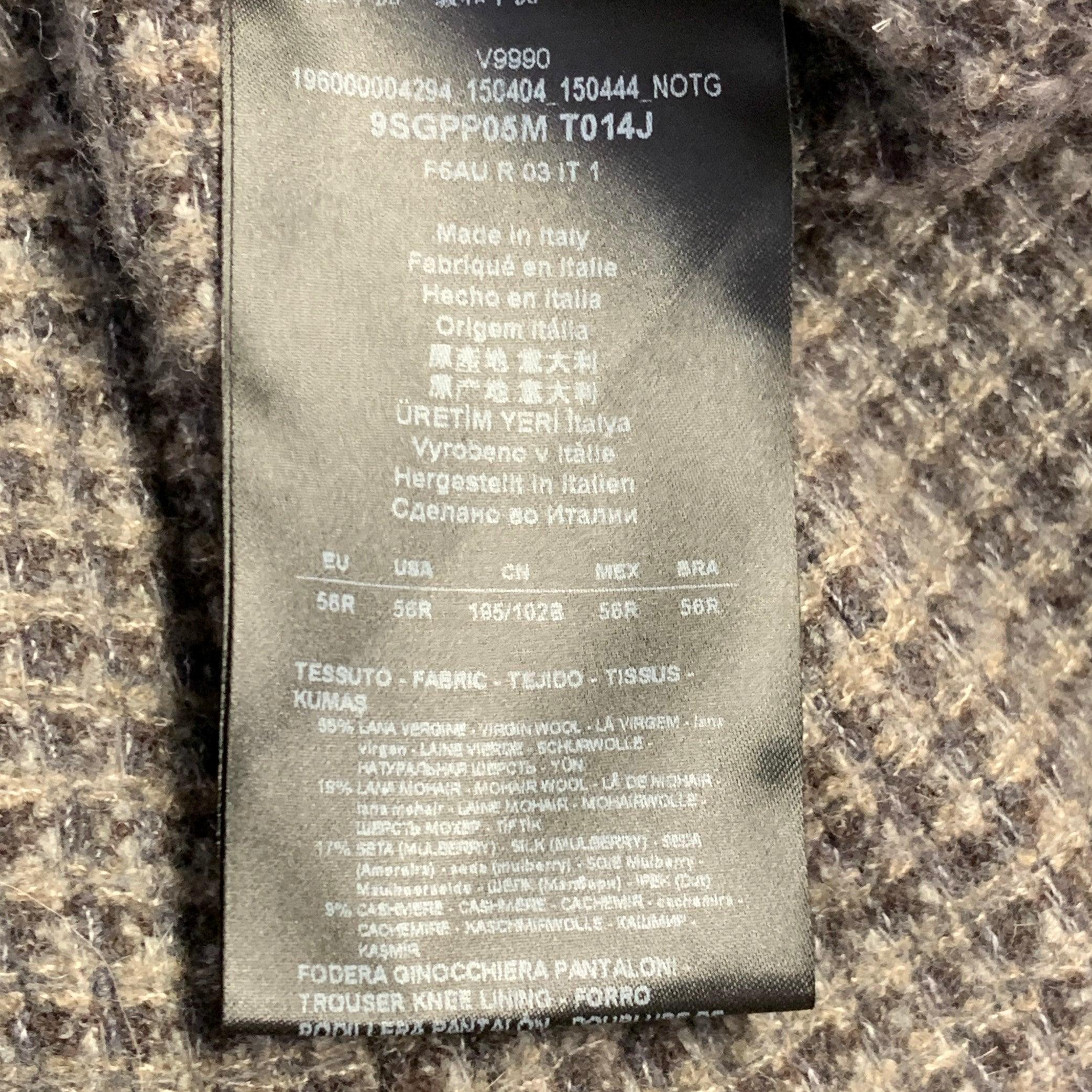 GIORGIO ARMANI Size 40 Grey Black Grid Virgin Wool Blend Pleated Drawstring Casual Pants (Pantalon décontracté à cordon de serrage plissé en laine vierge) Pour hommes en vente