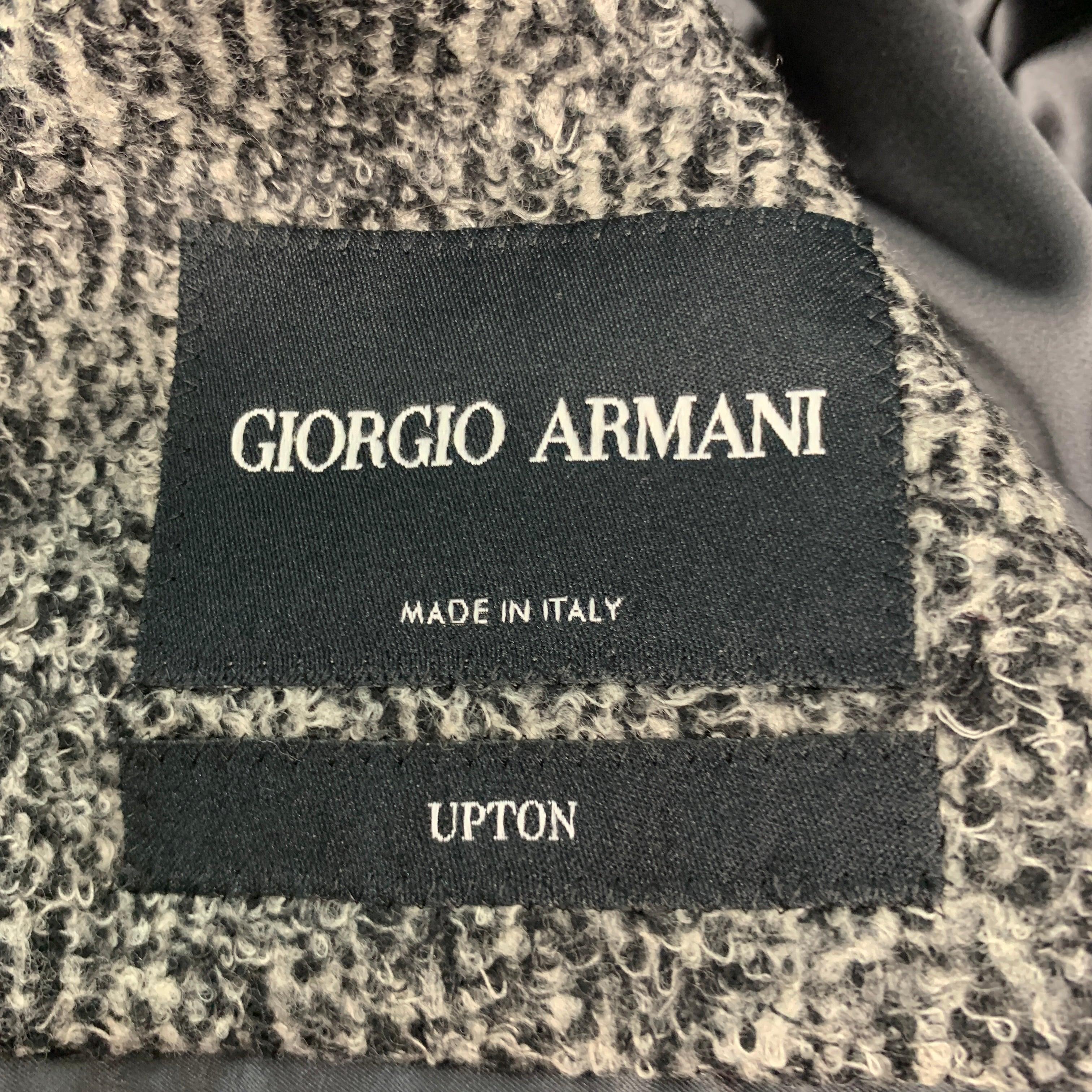 Giorgio Armani Taille 40 Manteau de sport en laine mélangée gris noir chiné Pour hommes en vente