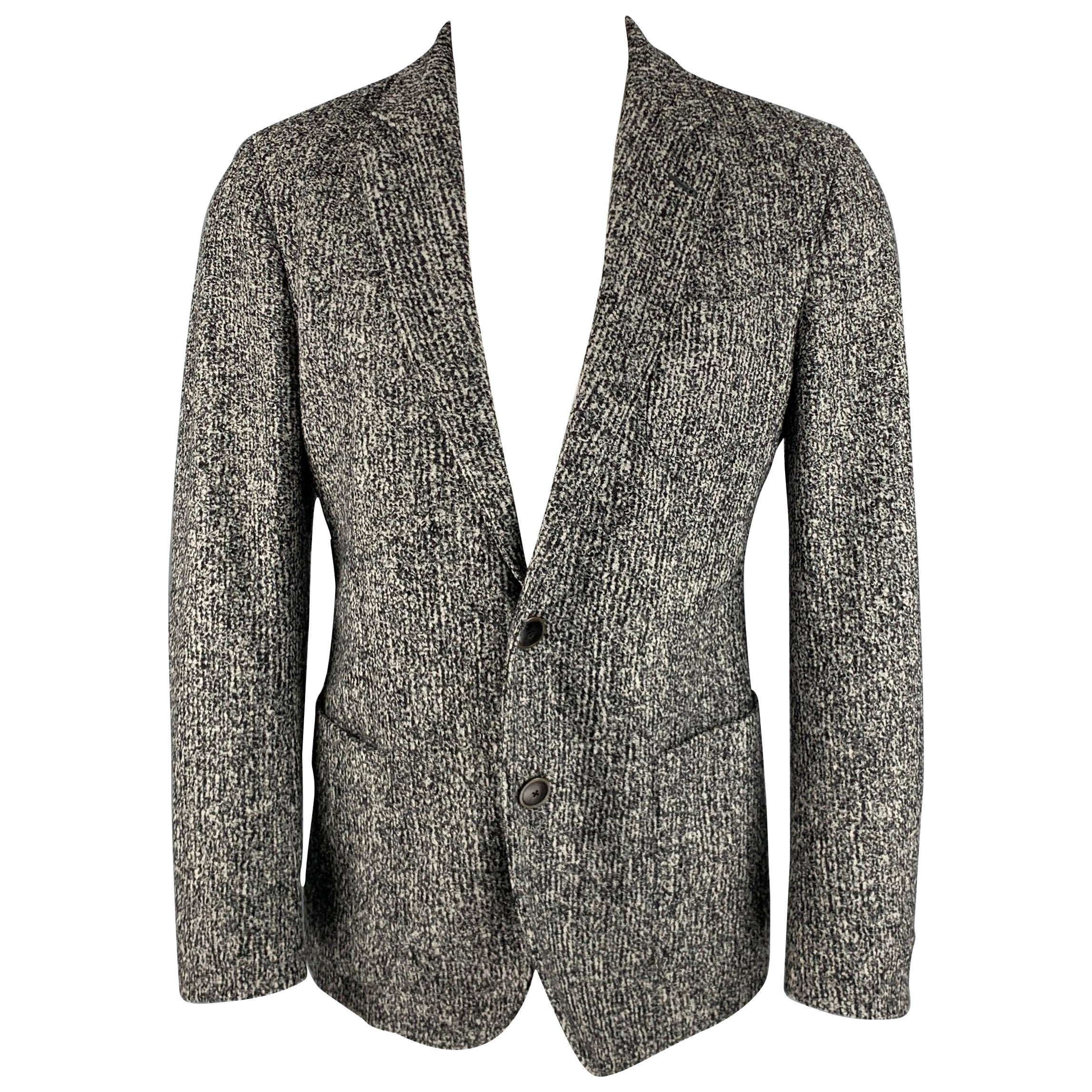 Giorgio Armani Taglia 40 Cappotto sportivo in misto lana grigio nero erica