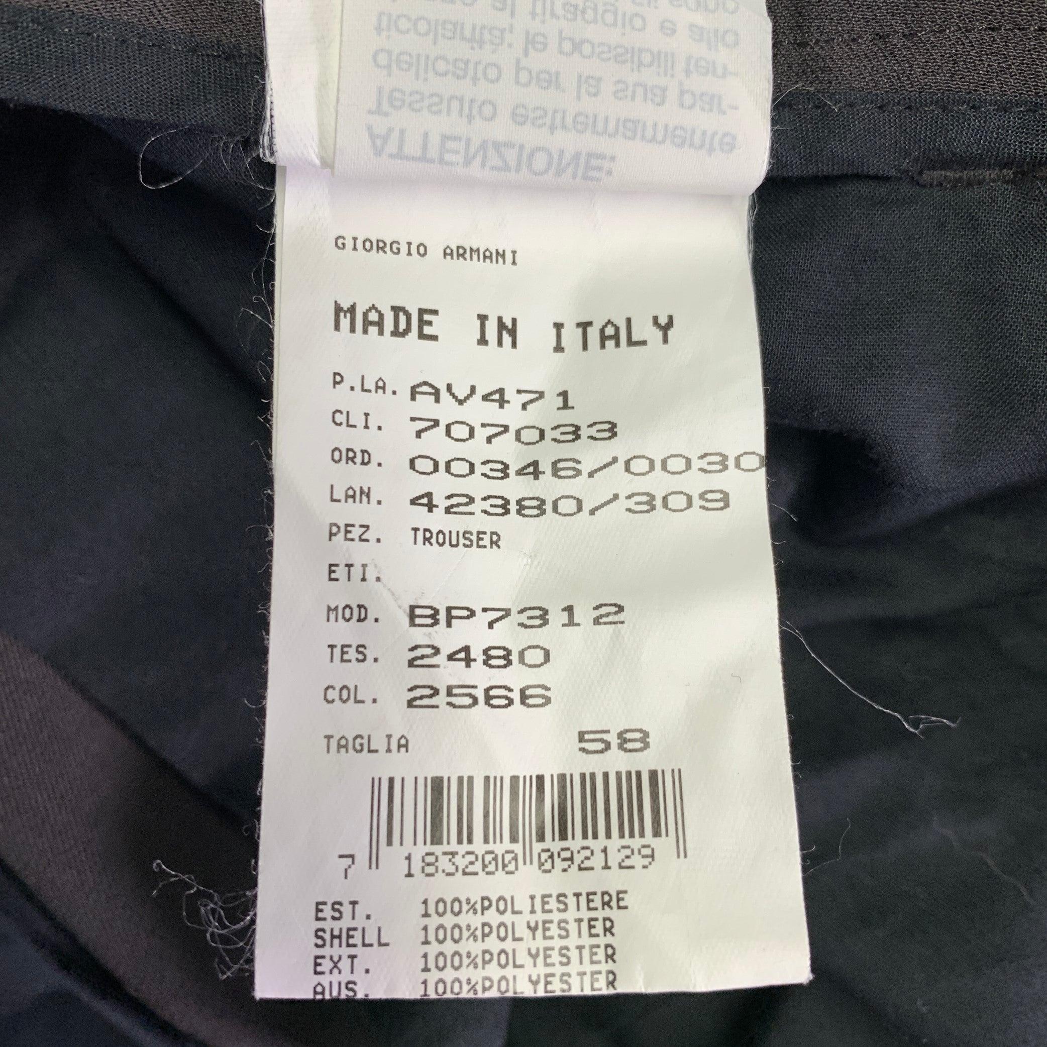 GIORGIO ARMANI Size 40 Grey Charcoal Polyester Flat Front Dress Pants In Excellent Condition For Sale In San Francisco, CA