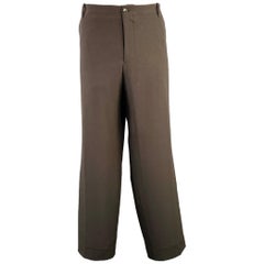 GIORGIO ARMANI Größe 40 Grau Anthrazitfarbene Polyester-Hose mit flacher Vorderseite