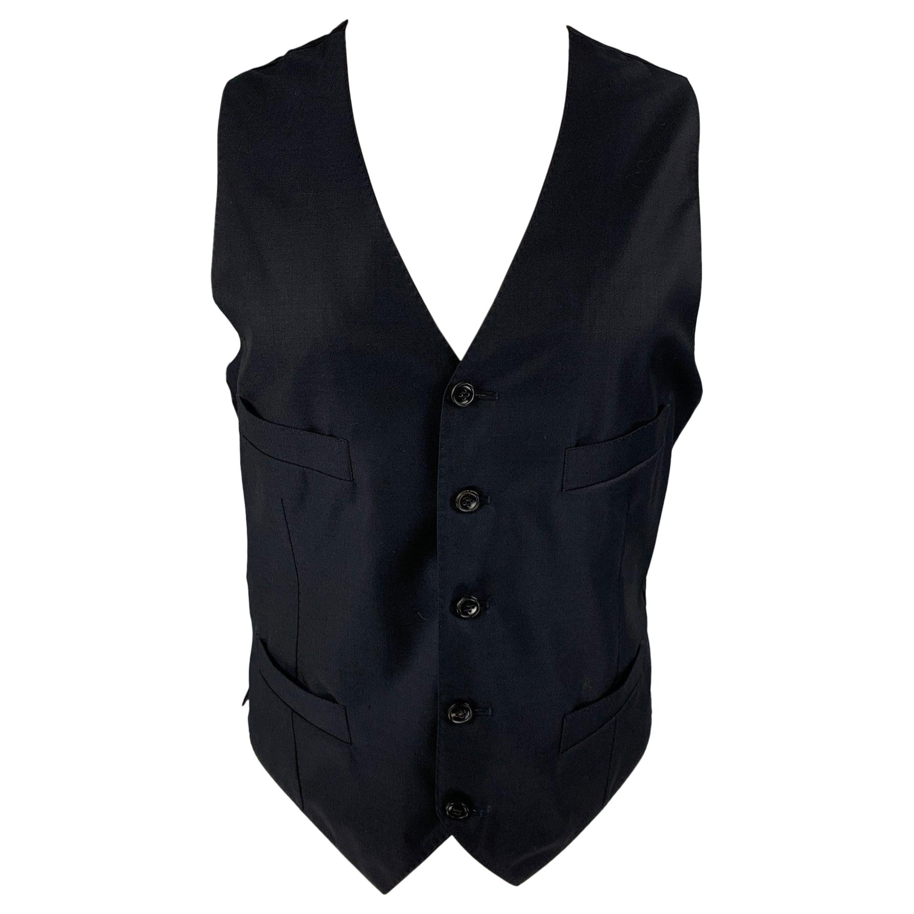GIORGIO ARMANI Größe 40 Navy Wolle Kaschmir geknöpfte Weste im Angebot