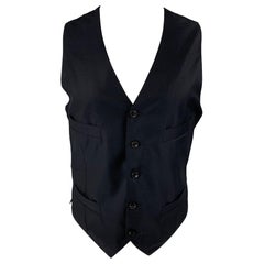 GIORGIO ARMANI Größe 40 Navy Wolle Kaschmir geknöpfte Weste