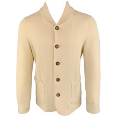 GIORGIO ARMANI Size 40 Waffle Knit Cream Polyester Blend Jacket