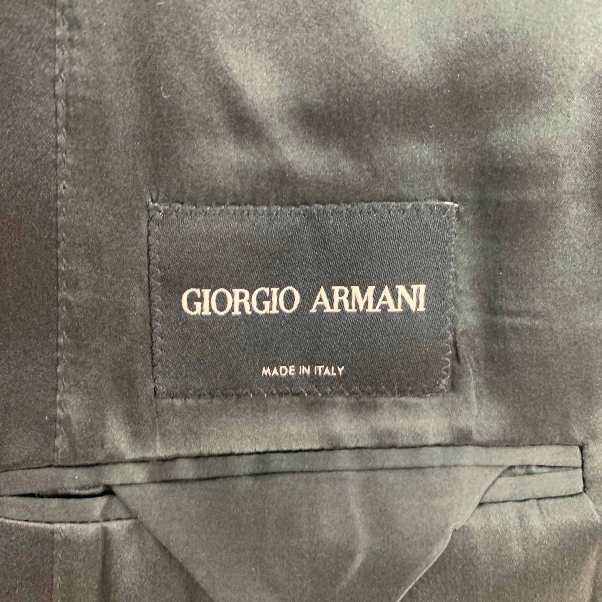 GIORGIO ARMANI Size 42 Black Metallic Peak Lapel Sport Coat For Sale 3