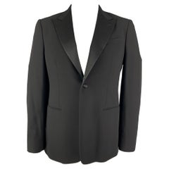 GIORGIO ARMANI Size 42 Black Metallic Peak Lapel Sport Coat