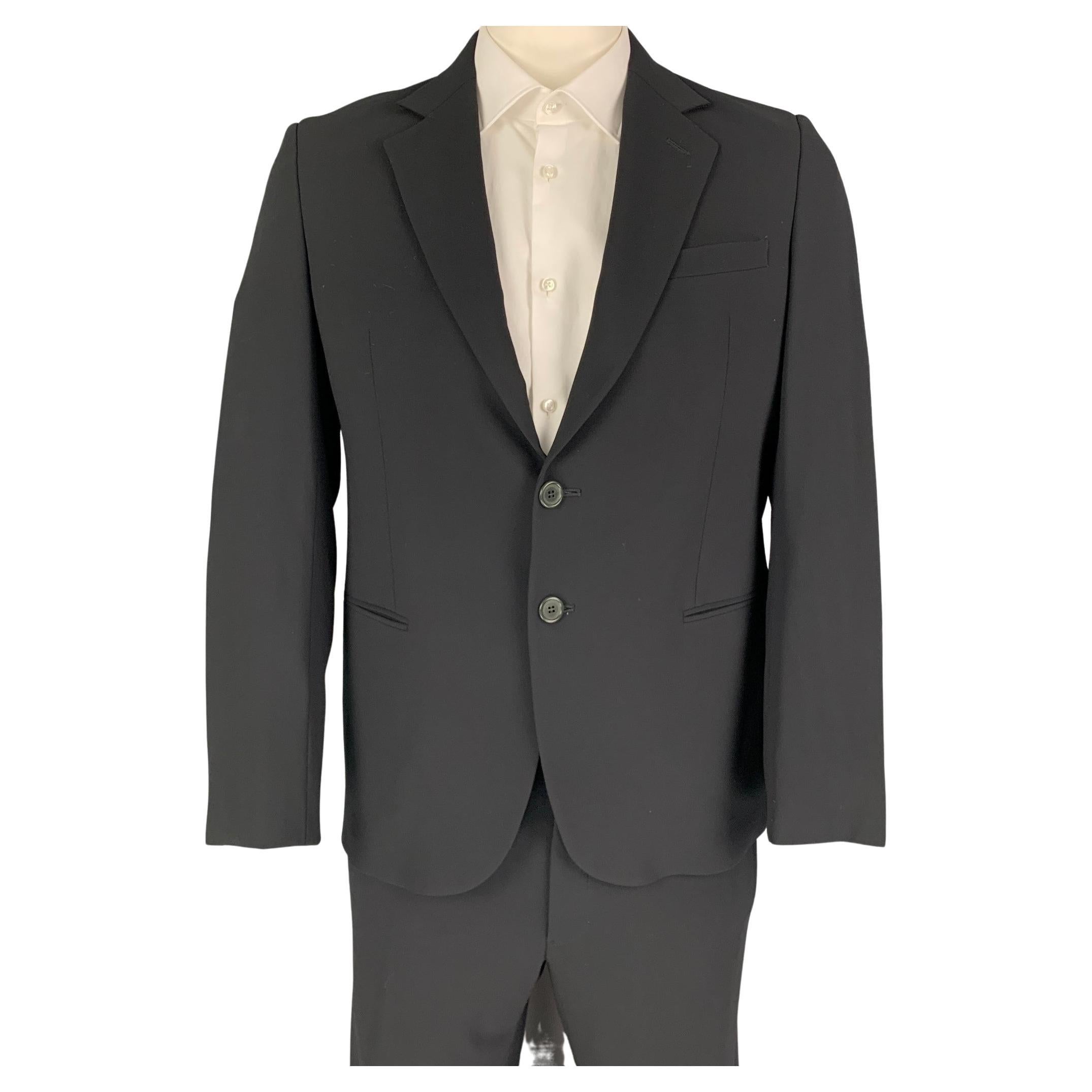 GIORGIO ARMANI Size 42 Black Wool Notch Lapel Suit For Sale at 1stDibs