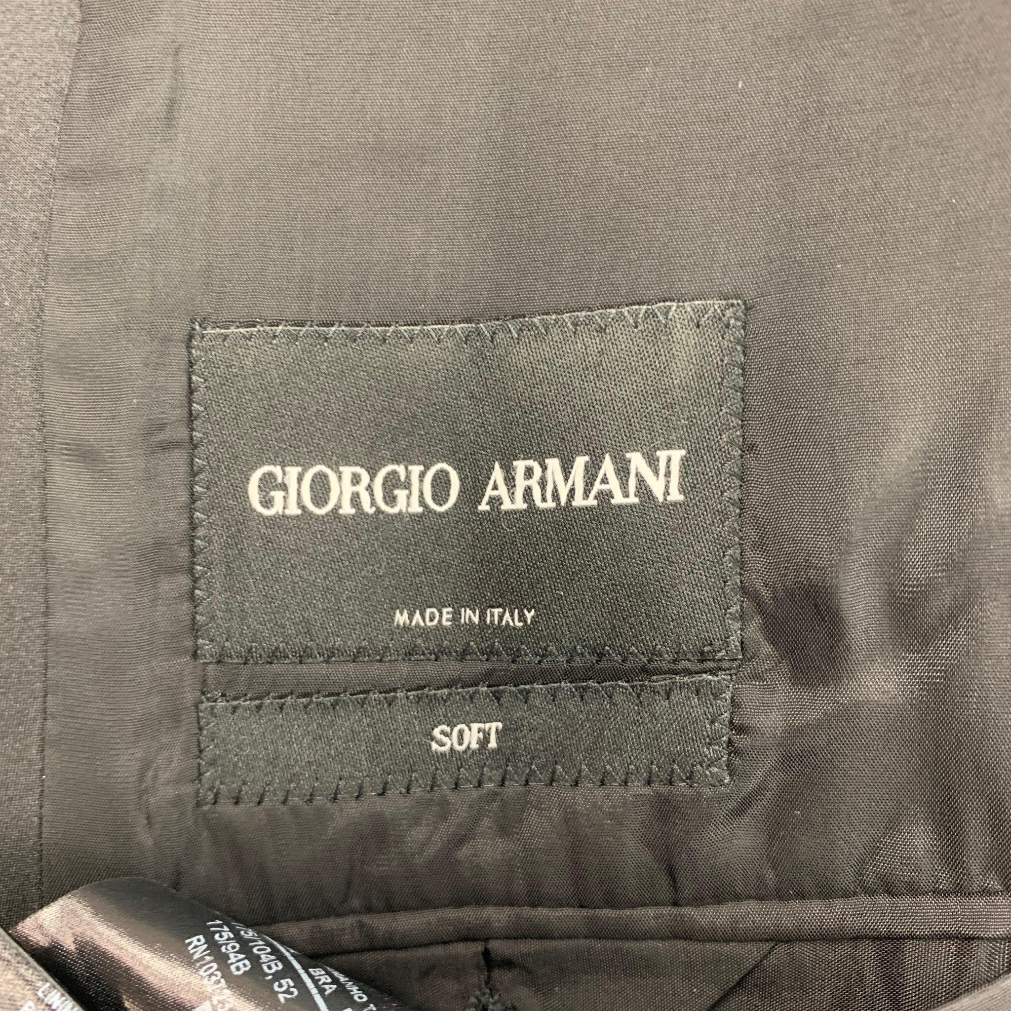 GIORGIO ARMANI Size 42 Black Wool Peak Lapel Tuxedo Suit 5