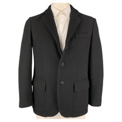 GIORGIO ARMANI Size 42 Black Woven Wool Polyester Sport Coat