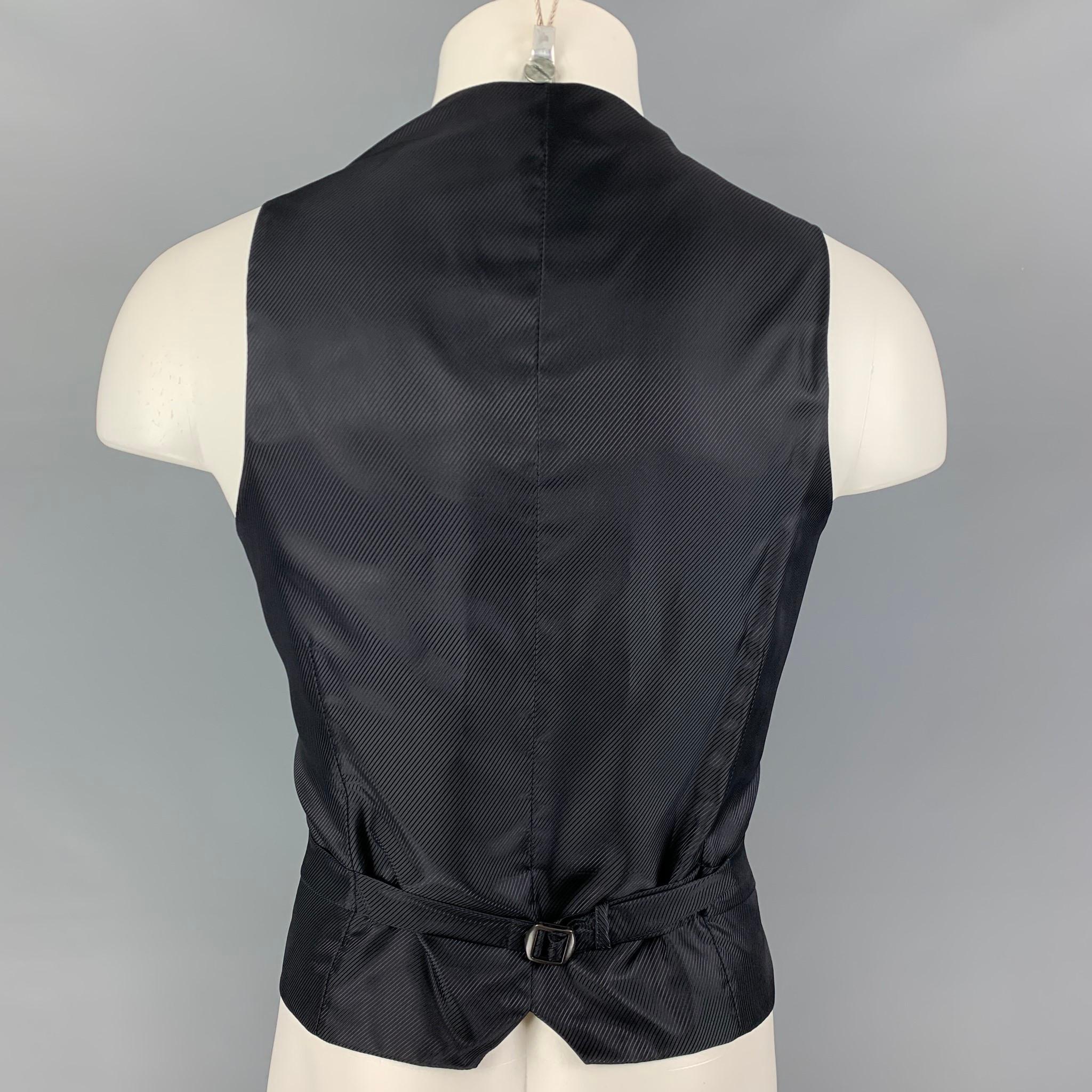 Black GIORGIO ARMANI Size 42 Charcoal Pinstripe Wool Buttoned Vest
