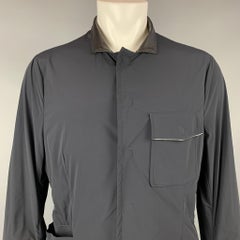 GIORGIO ARMANI Veste légère à boutons-pression en nylon mélangé bleu marine, taille 42