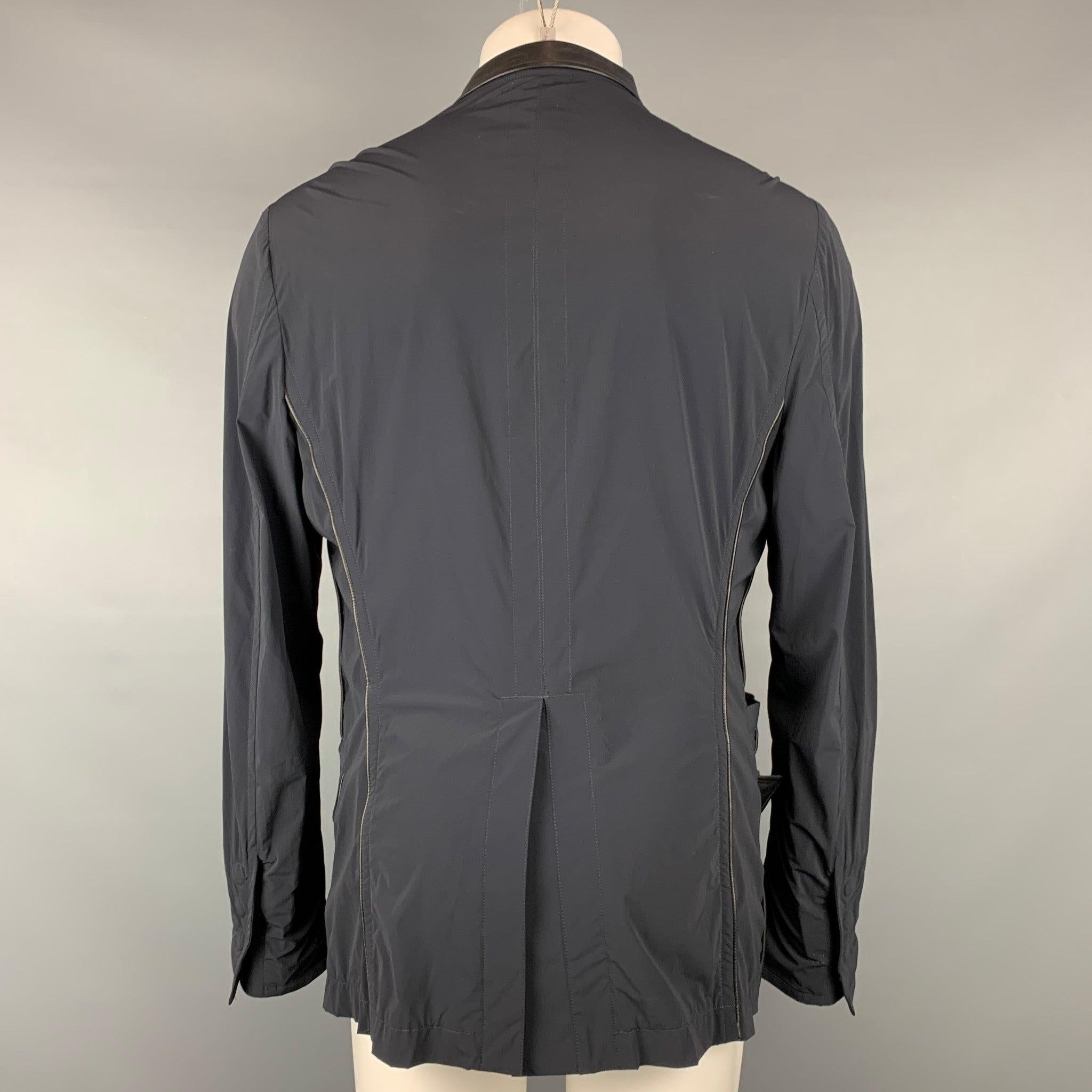 Men's GIORGIO ARMANI Size 42 Navy Nylon Blend Snaps Lightweight Jacket For Sale