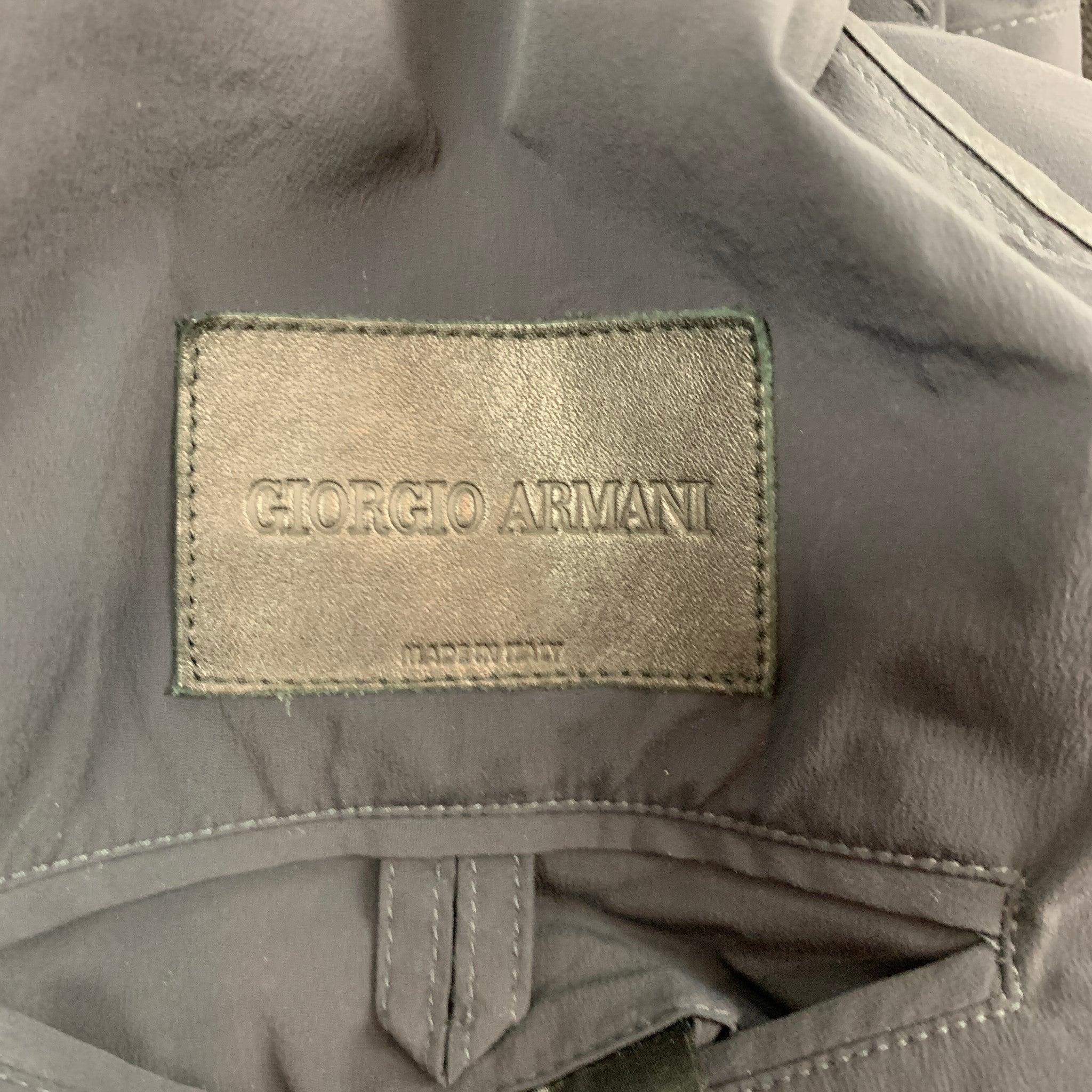 GIORGIO ARMANI Size 42 Navy Nylon Blend Snaps Lightweight Jacket For Sale 4