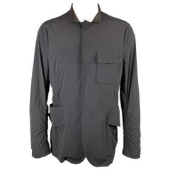 GIORGIO ARMANI Größe 42 Marineblau Nylonmischung Druckknöpfe Leichte Jacke