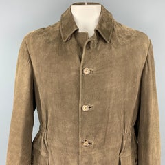 GIORGIO ARMANI Size 42 Taupe Textured Leather Jacket