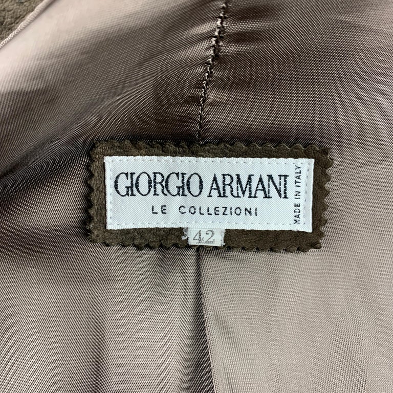 GIORGIO ARMANI Size 42 Taupe Textured Leather Jacket at 1stDibs