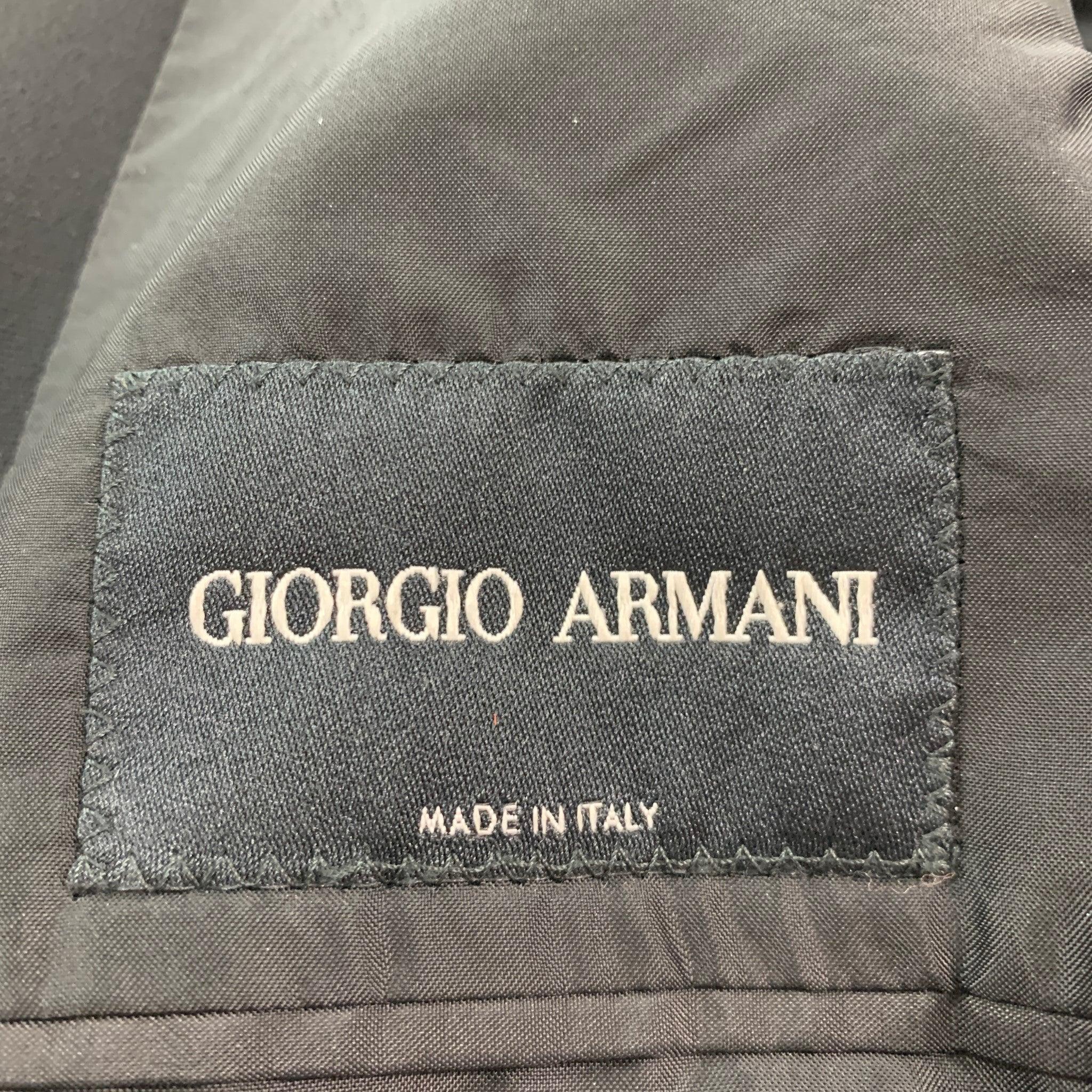 Men's GIORGIO ARMANI Size 44 Black Polyester Elastane Sport Coat For Sale