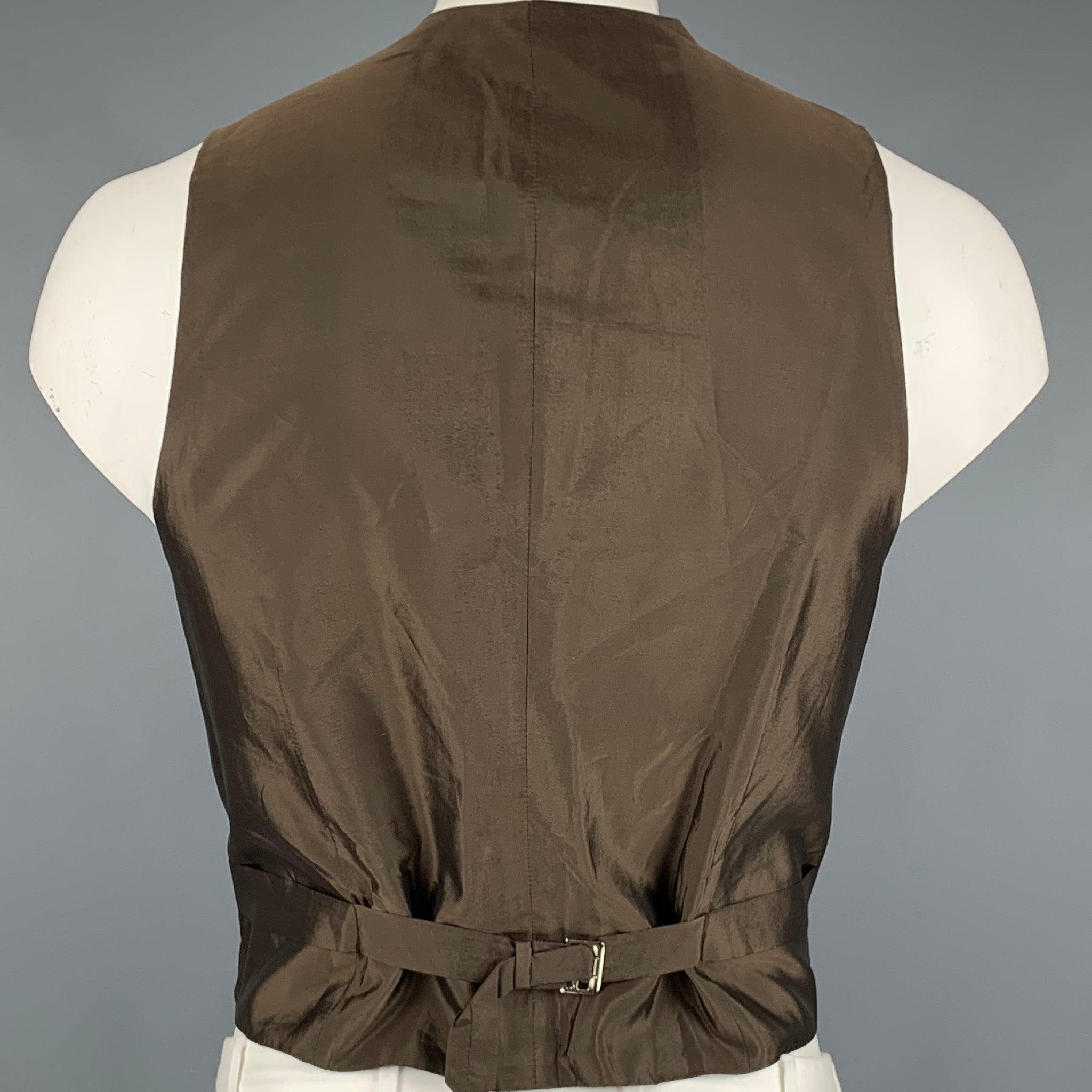 Black GIORGIO ARMANI Size 44 Brown Velvet Cotton Buttoned Vest For Sale