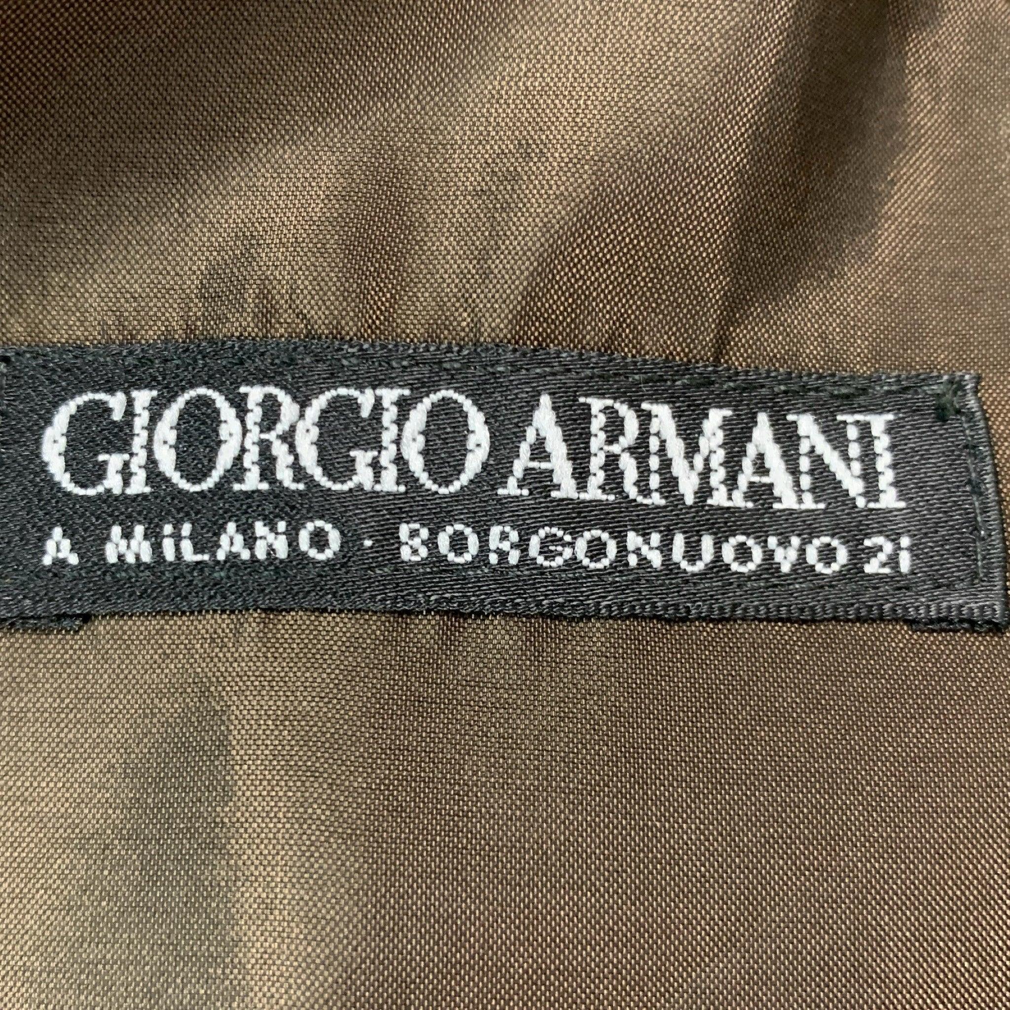 Men's GIORGIO ARMANI Size 44 Brown Velvet Cotton Buttoned Vest For Sale