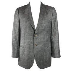 GIORGIO ARMANI Size 44 George Grey Window Pane Virgin Wool Sport Coat