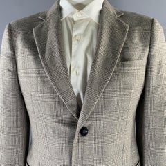GIORGIO ARMANI Size 44 Grey Beige Glen Check Cashmere Silk Sport Coat