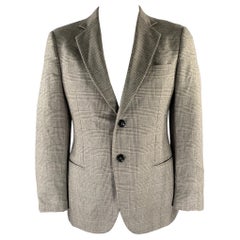 GIORGIO ARMANI Size 44 Grey Beige Glen Check Cashmere Silk Sport Coat
