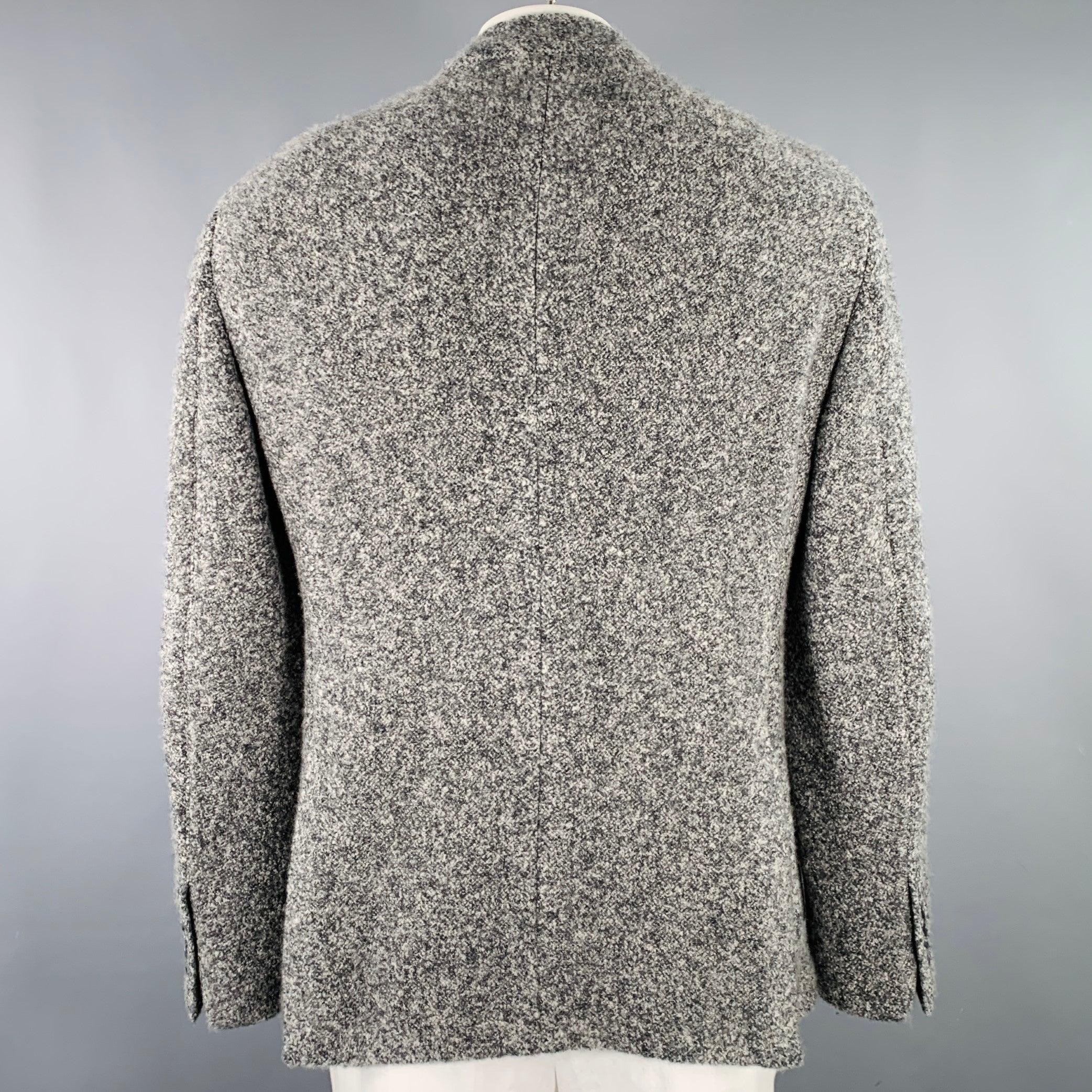 Grigio GIORGIO ARMANI Giacca di seta in tweed e cachemire grigio antracite taglia 44 in vendita