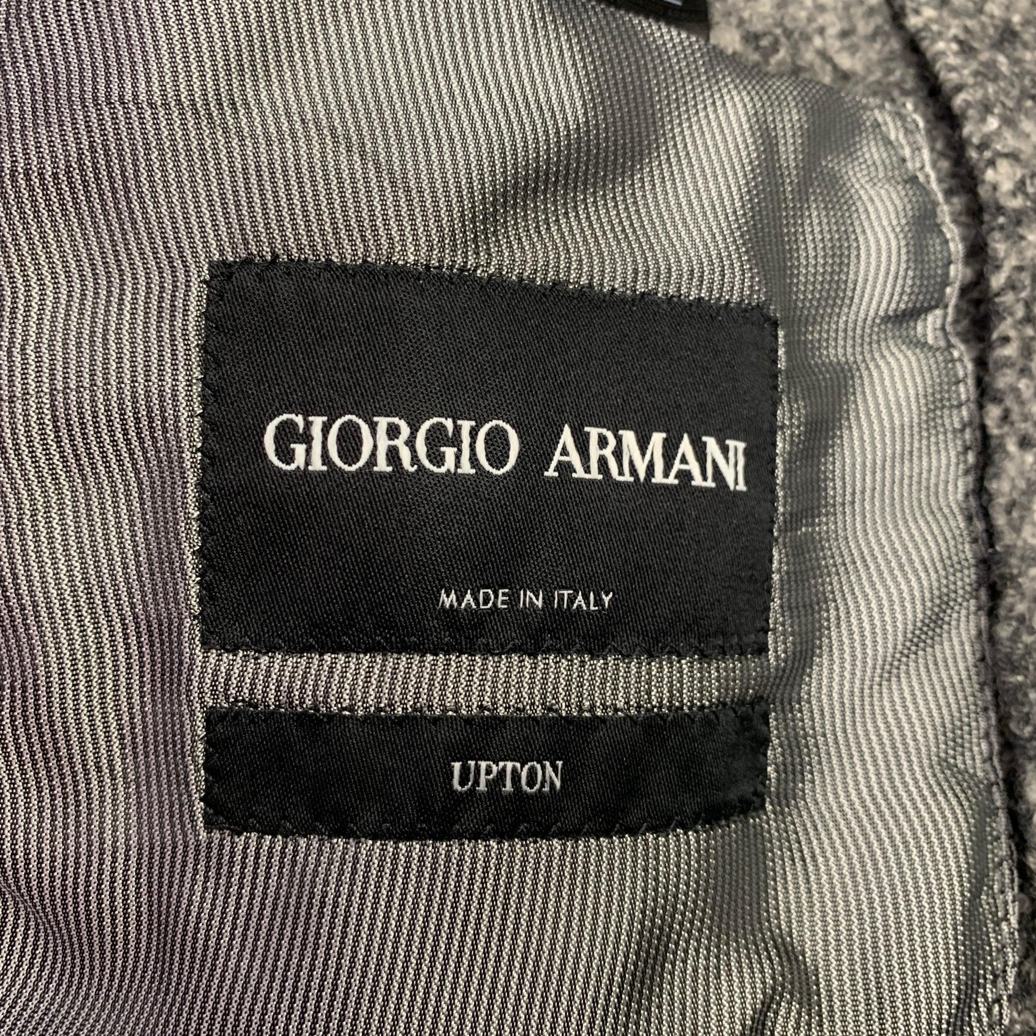 Uomo GIORGIO ARMANI Giacca di seta in tweed e cachemire grigio antracite taglia 44 in vendita