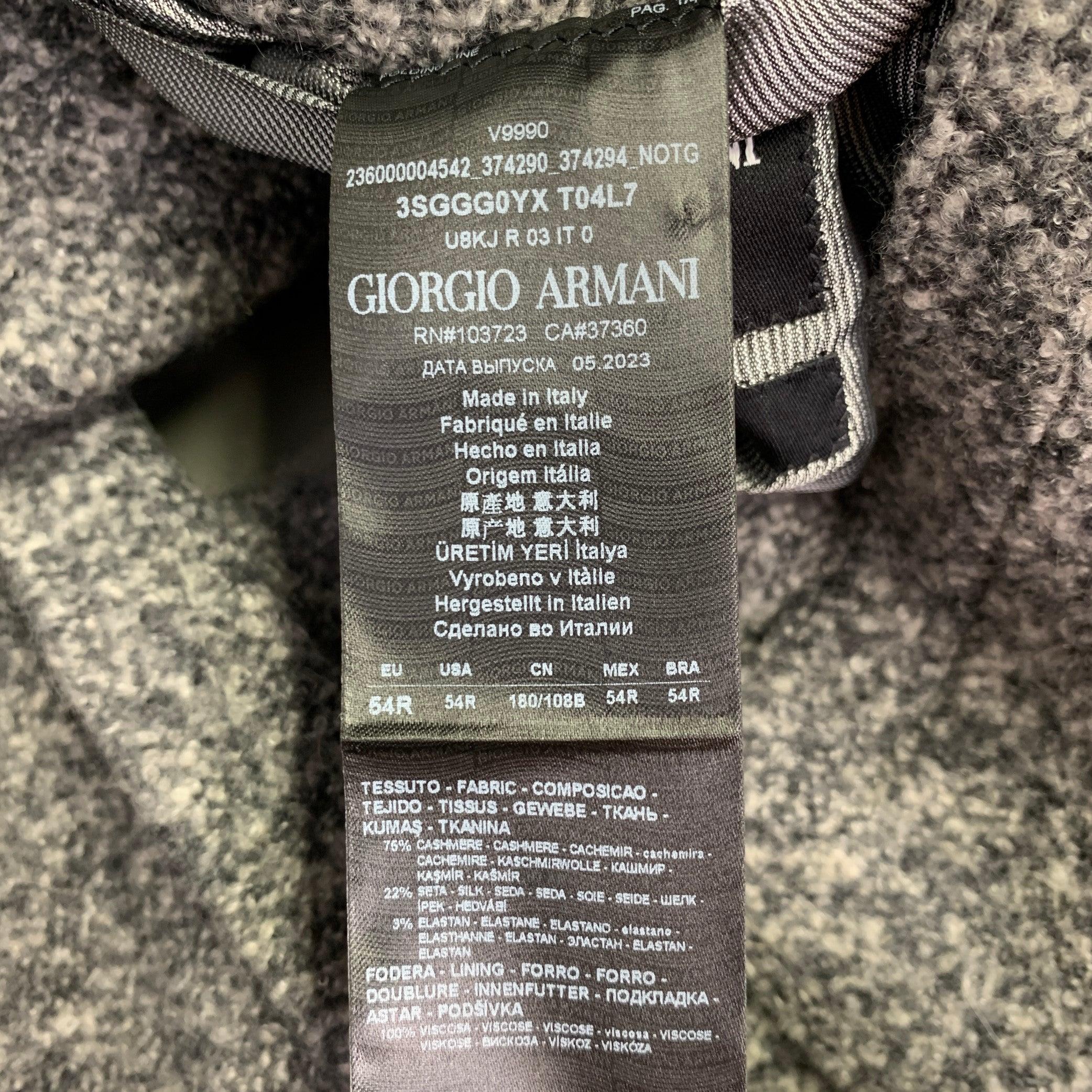 GIORGIO ARMANI Giacca di seta in tweed e cachemire grigio antracite taglia 44 in vendita 2
