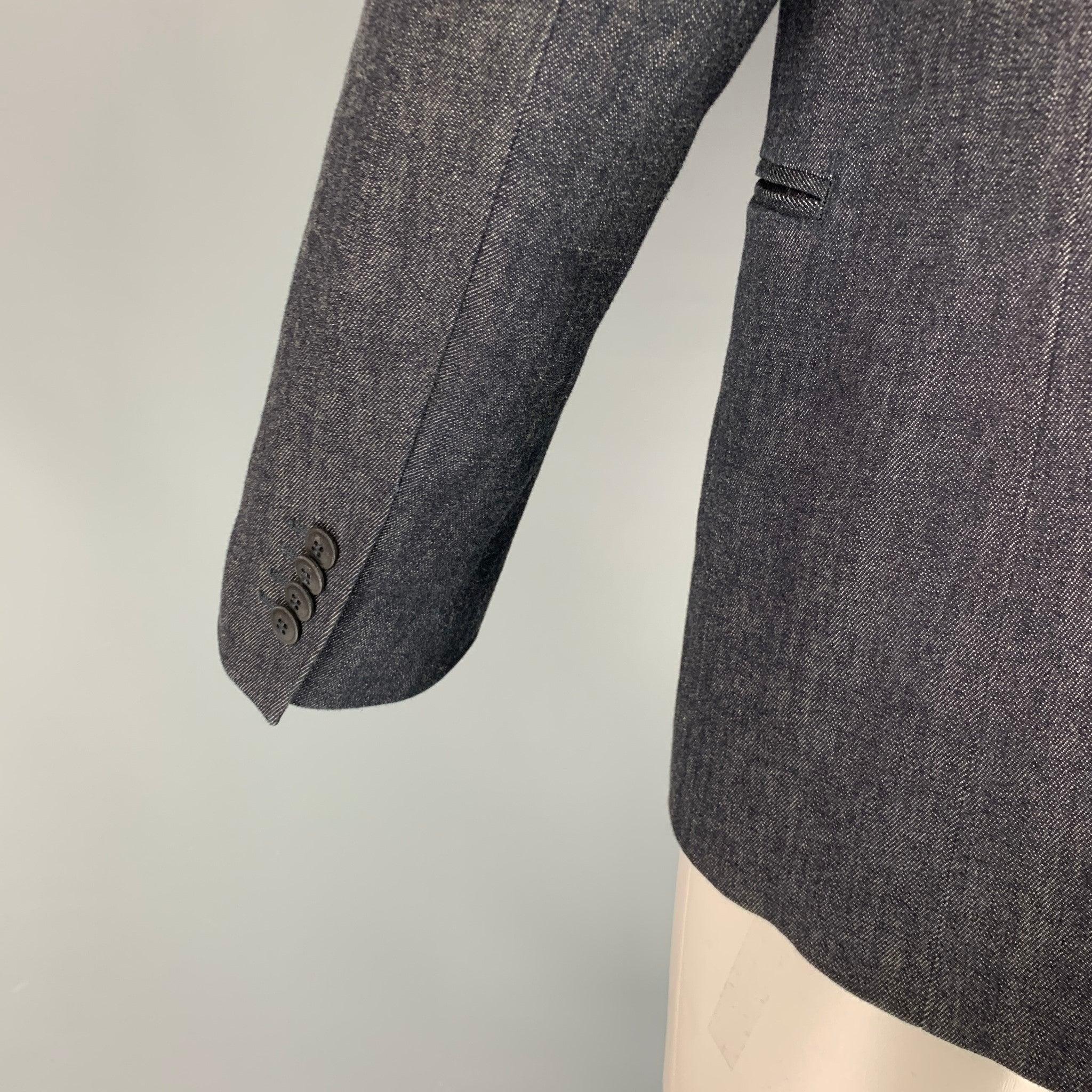 Men's GIORGIO ARMANI Size 44 Indigo Mixed Materials Cotton Cashmere Sport Coat For Sale