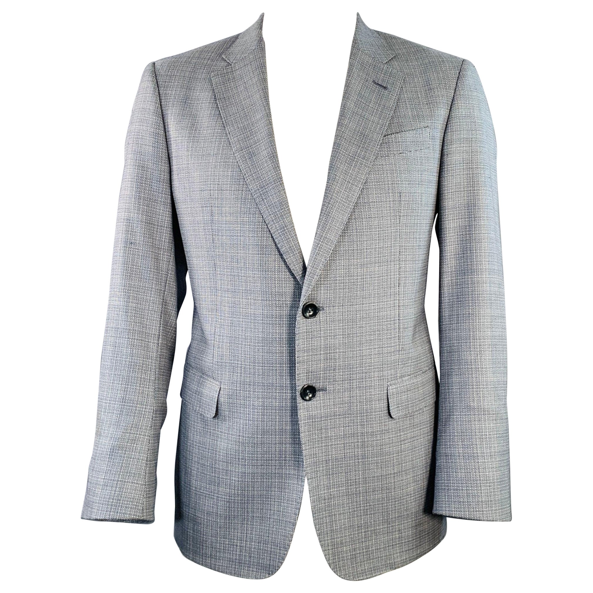 GIORGIO ARMANI Size 44 Regular Grey Blue Woven Wool Sport Coat